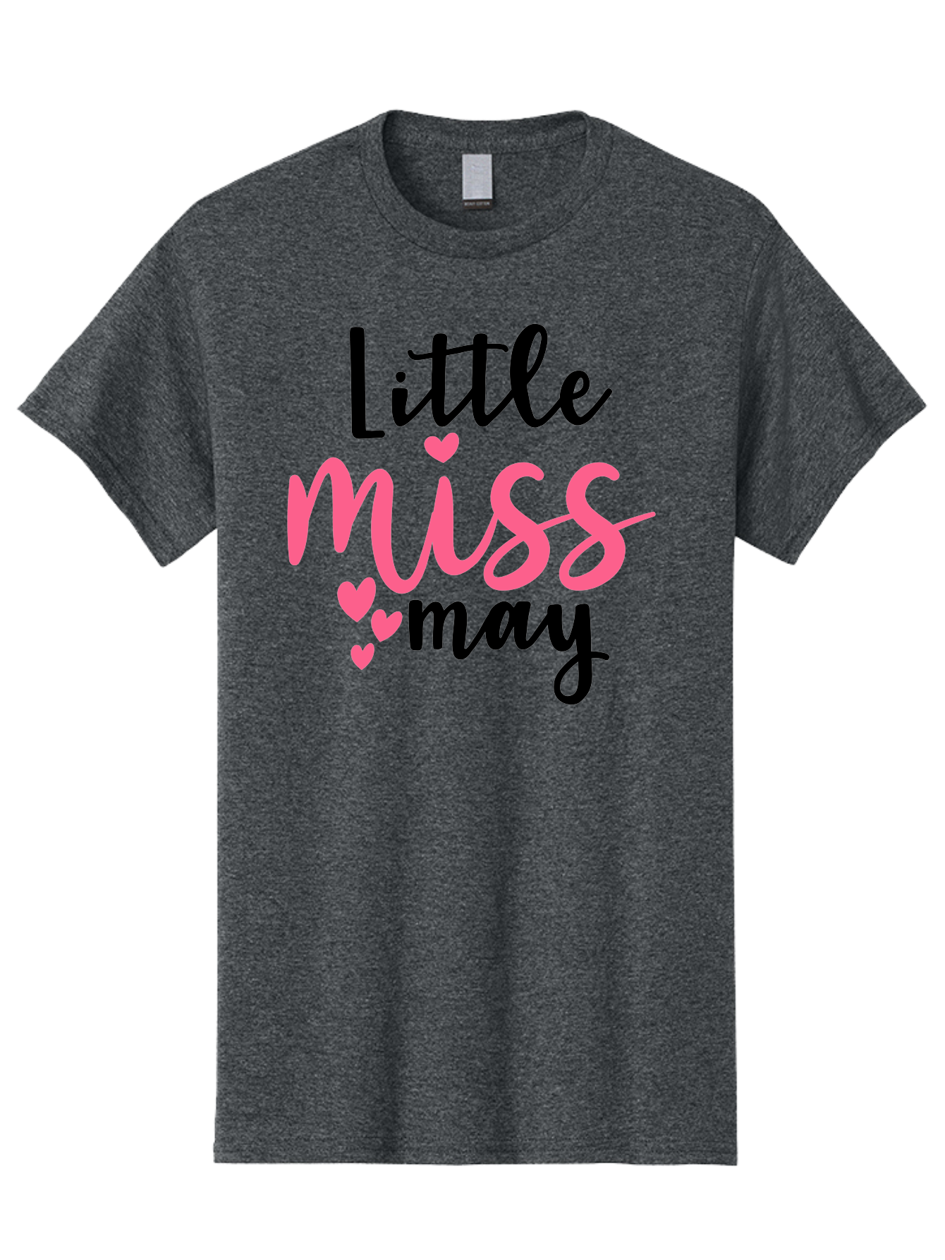Little-Miss-May Men'S Graphic Tee, 100% Cotton, Comfortable Casual Summer Wear, Machine Washable, Cute Typography, Feminine Design, Heart Motifs, Little Miss May, Sweet Aesthetic, Playful Hearts, Girly Vibe, Whimsical Style Aad432 19