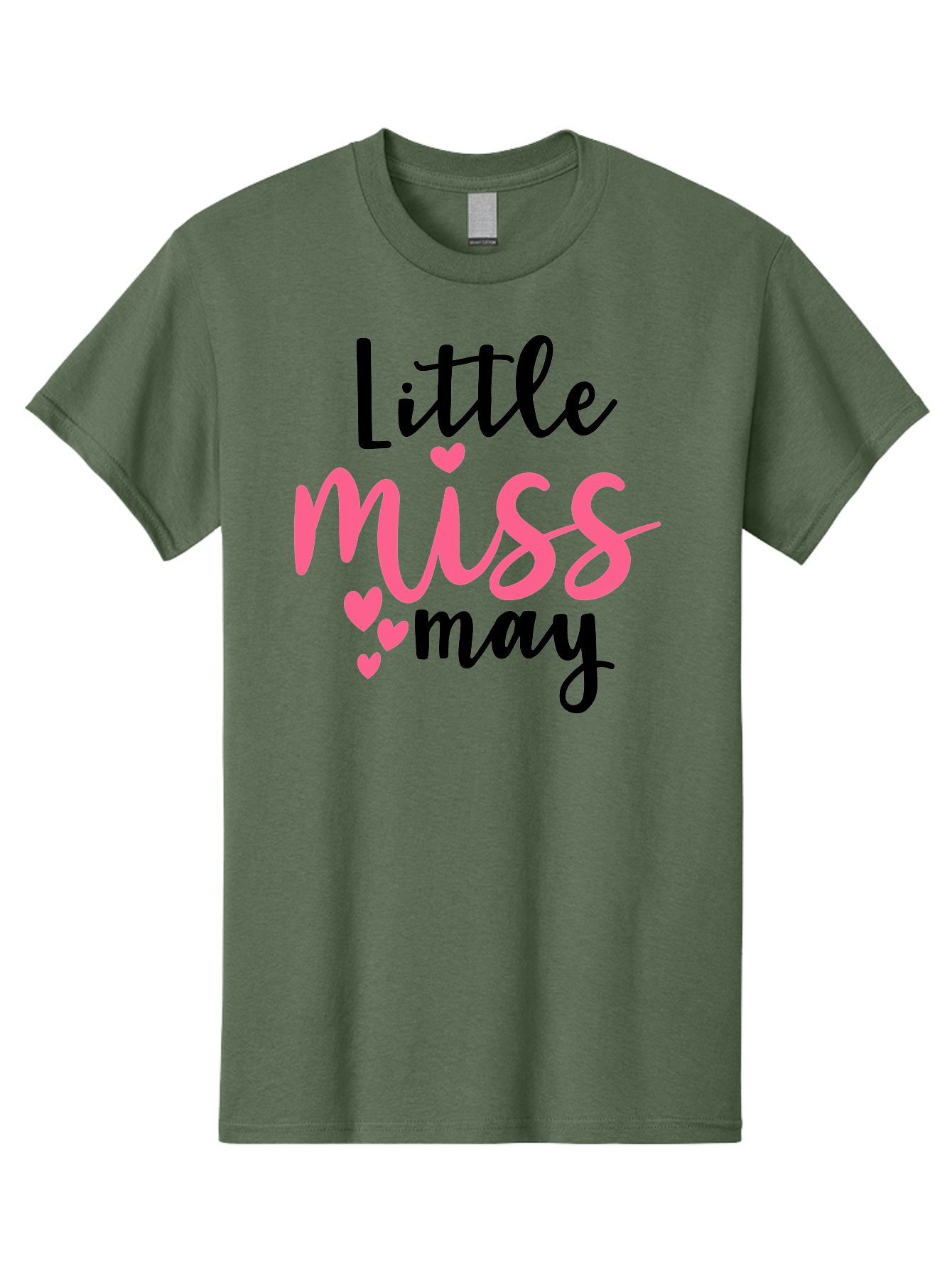 Little-Miss-May Men'S Graphic Tee, 100% Cotton, Comfortable Casual Summer Wear, Machine Washable, Cute Typography, Feminine Design, Heart Motifs, Little Miss May, Sweet Aesthetic, Playful Hearts, Girly Vibe, Whimsical Style Aad432