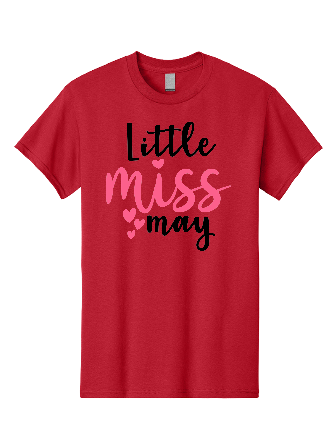 Little-Miss-May Men'S Graphic Tee, 100% Cotton, Comfortable Casual Summer Wear, Machine Washable, Cute Typography, Feminine Design, Heart Motifs, Little Miss May, Sweet Aesthetic, Playful Hearts, Girly Vibe, Whimsical Style Aad432 7