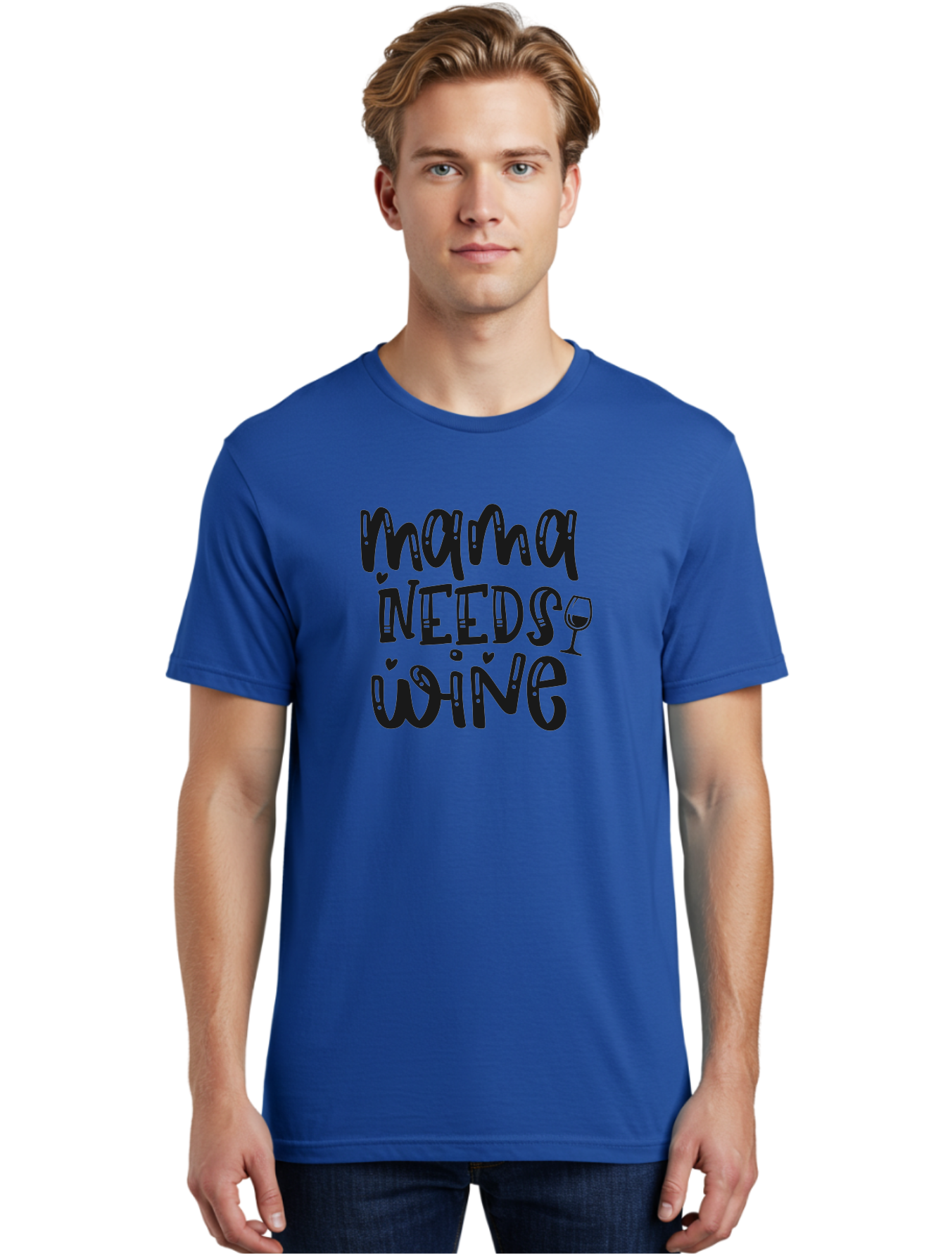 Mama-Needs-Wine Men'S Graphic Tee, 100% Cotton, Comfortable Casual Summer Wear, Machine Washable, Funny Quote, Wine Humor, Mama Needs Wine, Mom Life, Wine Lover, Humorous Saying, Witty Phrase, Mother'S Day Gift Aad435