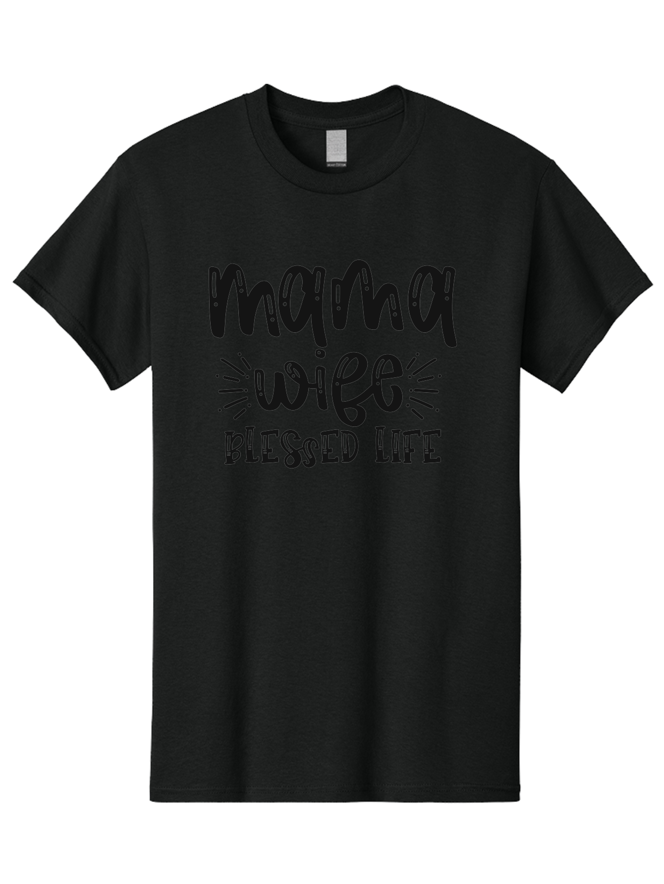 Mama-Wife-Blessed-Life Men'S Graphic Tee, 100% Cotton, Comfortable Casual Summer Wear, Machine Washable, Mama Wife Blessed Life, Inspirational Quotes, Motivational Phrases, Motherhood, Marriage, Faith, Positive Affirmations, Family Values, Aad436 17