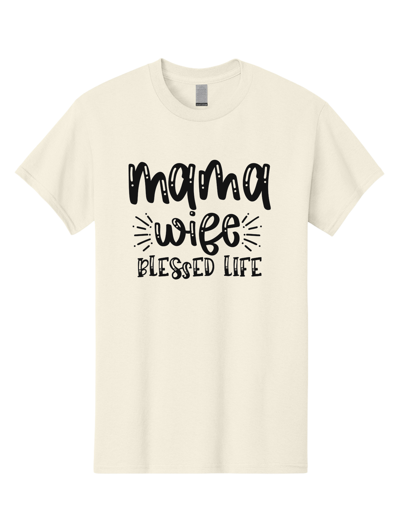 Mama-Wife-Blessed-Life Men'S Graphic Tee, 100% Cotton, Comfortable Casual Summer Wear, Machine Washable, Mama Wife Blessed Life, Inspirational Quotes, Motivational Phrases, Motherhood, Marriage, Faith, Positive Affirmations, Family Values, Aad436