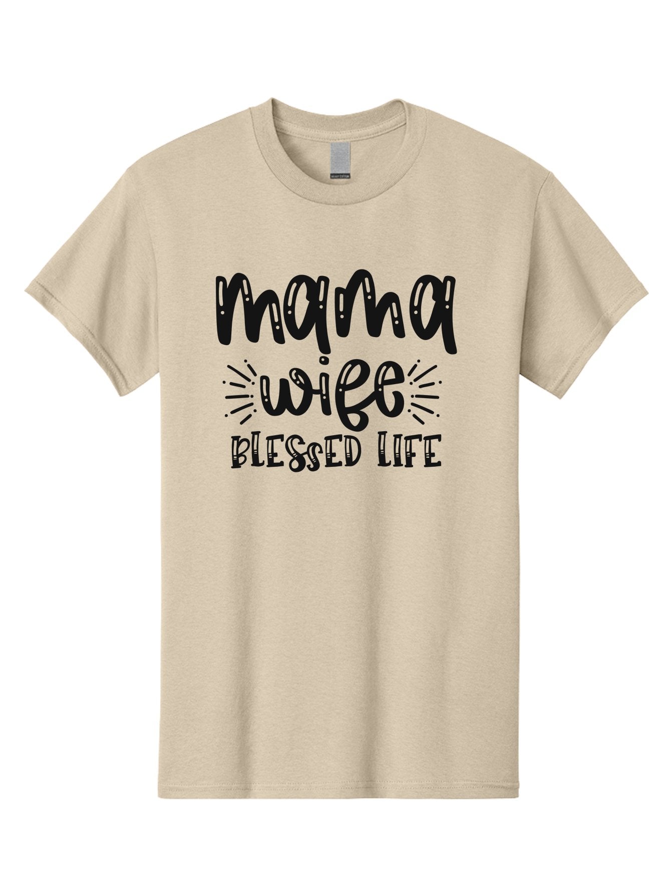 Mama-Wife-Blessed-Life Men'S Graphic Tee, 100% Cotton, Comfortable Casual Summer Wear, Machine Washable, Mama Wife Blessed Life, Inspirational Quotes, Motivational Phrases, Motherhood, Marriage, Faith, Positive Affirmations, Family Values, Aad436 12