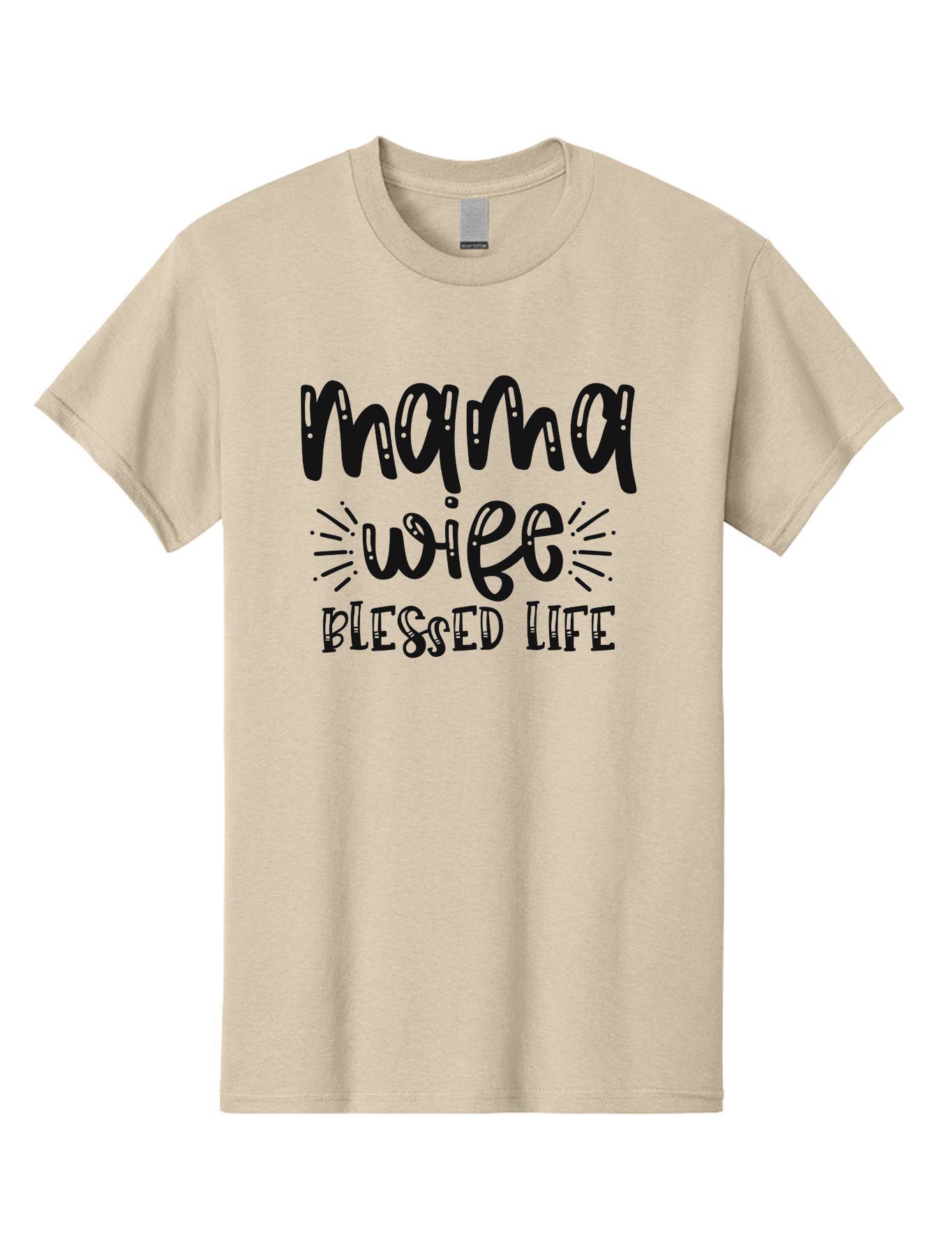 Mama-Wife-Blessed-Life Men'S Graphic Tee, 100% Cotton, Comfortable Casual Summer Wear, Machine Washable, Mama Wife Blessed Life, Inspirational Quotes, Motivational Phrases, Motherhood, Marriage, Faith, Positive Affirmations, Family Values, Aad436 5