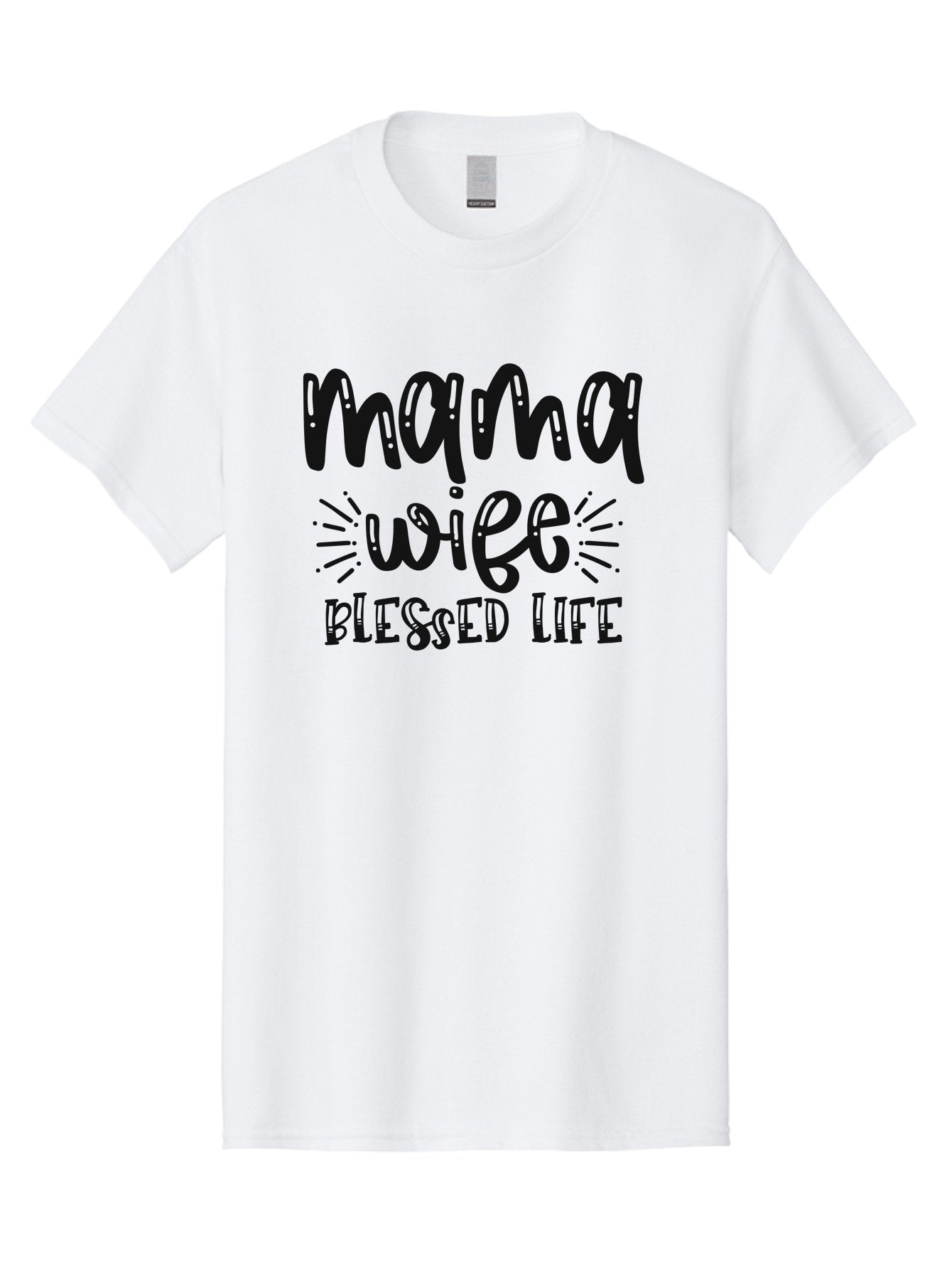 Mama-Wife-Blessed-Life Men'S Graphic Tee, 100% Cotton, Comfortable Casual Summer Wear, Machine Washable, Mama Wife Blessed Life, Inspirational Quotes, Motivational Phrases, Motherhood, Marriage, Faith, Positive Affirmations, Family Values, Aad436 6