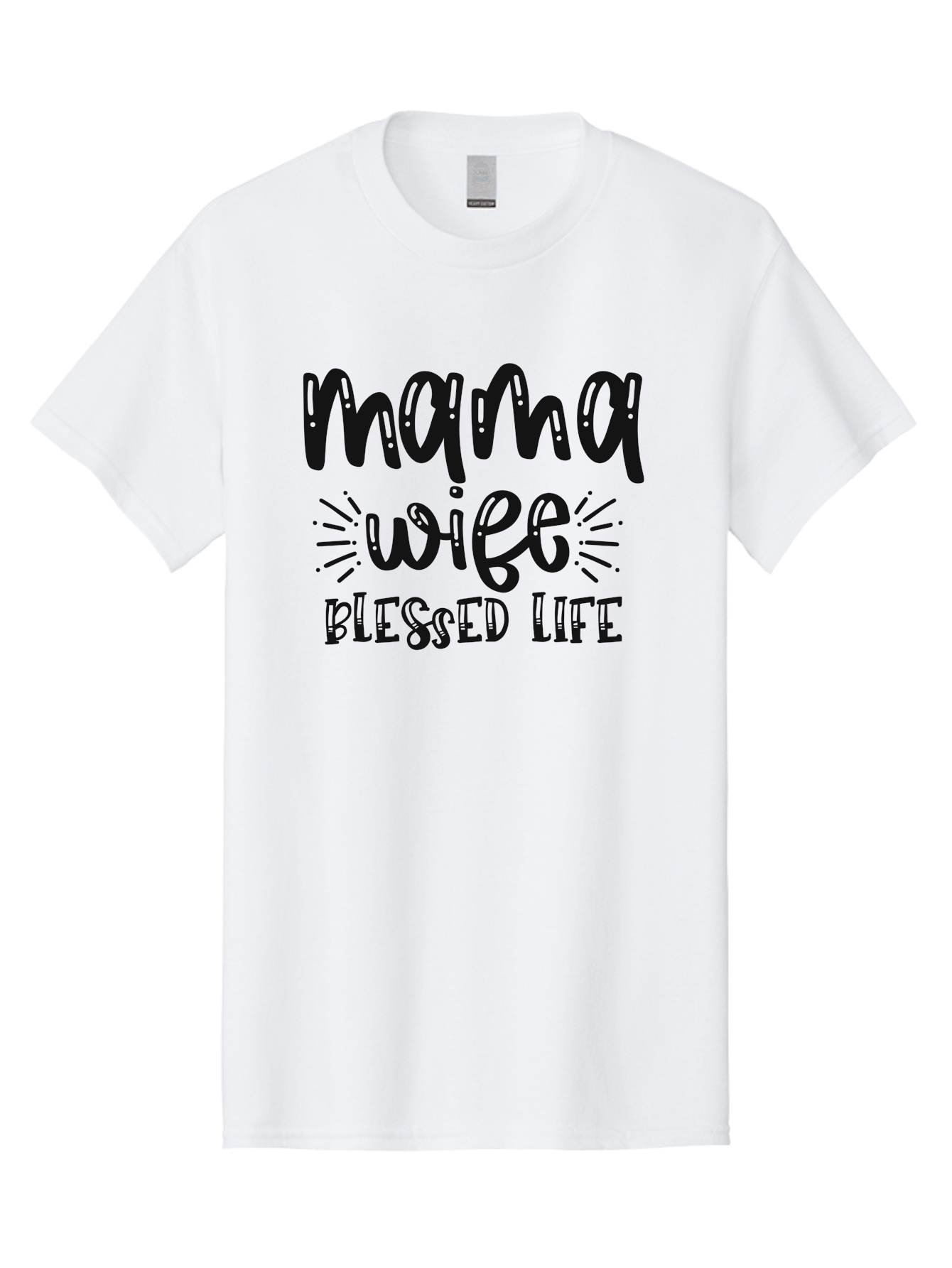 Mama-Wife-Blessed-Life Men'S Graphic Tee, 100% Cotton, Comfortable Casual Summer Wear, Machine Washable, Mama Wife Blessed Life, Inspirational Quotes, Motivational Phrases, Motherhood, Marriage, Faith, Positive Affirmations, Family Values, Aad436 13