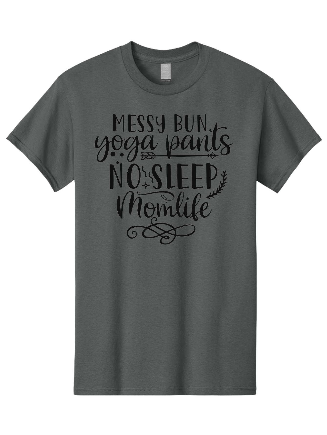 Messy-Bun-Yoga-Pants-No-Sleep-Momlife Men'S Graphic Tee, 100% Cotton, Comfortable Casual Summer Wear, Machine Washable, Messy Bun, Yoga Pants, No Sleep, Mom Life, Mom Quotes, Funny Mom Quotes, Motherhood, Parenting Humor, Mom Humor, Aad437 3
