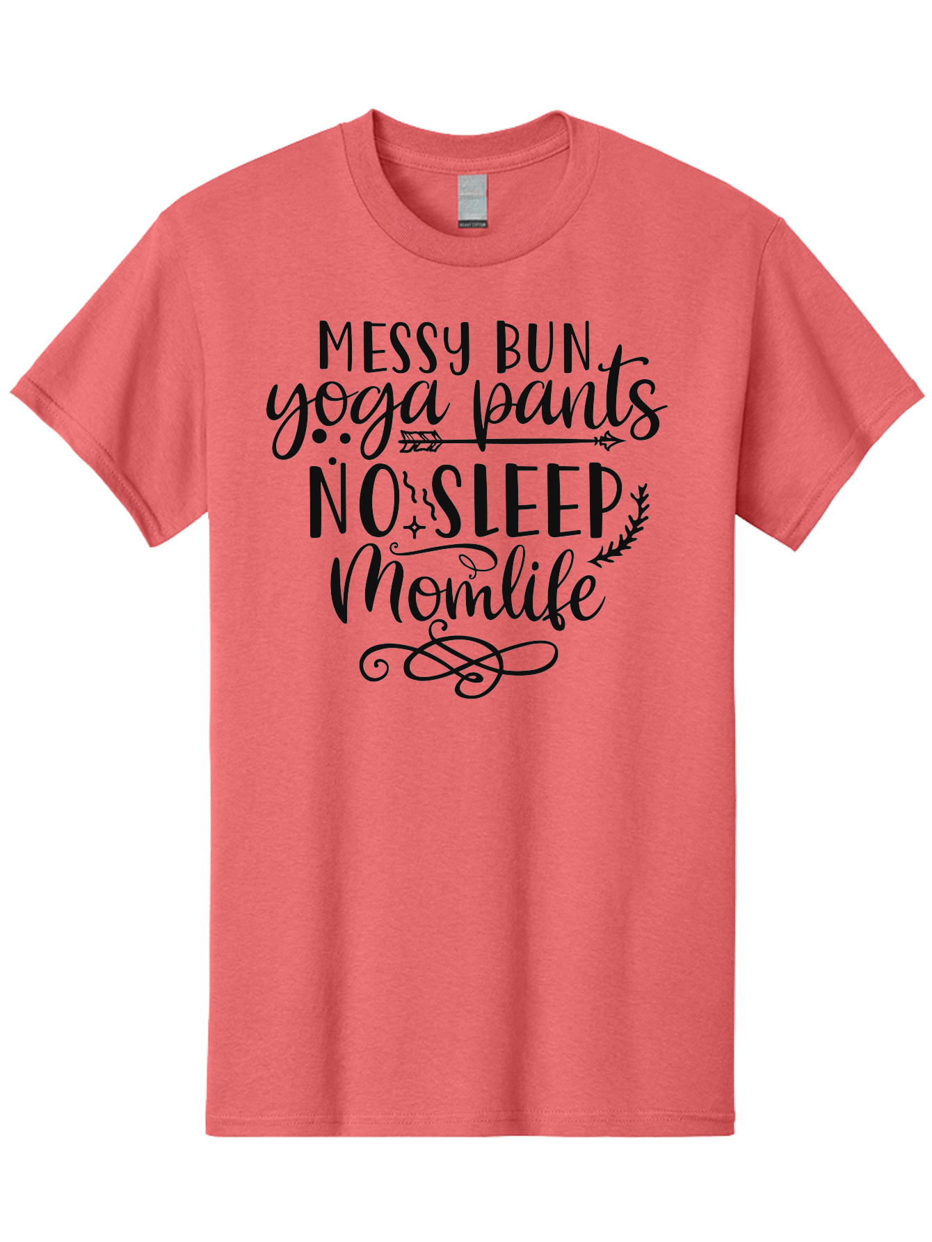 Messy-Bun-Yoga-Pants-No-Sleep-Momlife Men'S Graphic Tee, 100% Cotton, Comfortable Casual Summer Wear, Machine Washable, Messy Bun, Yoga Pants, No Sleep, Mom Life, Mom Quotes, Funny Mom Quotes, Motherhood, Parenting Humor, Mom Humor, Aad437 21