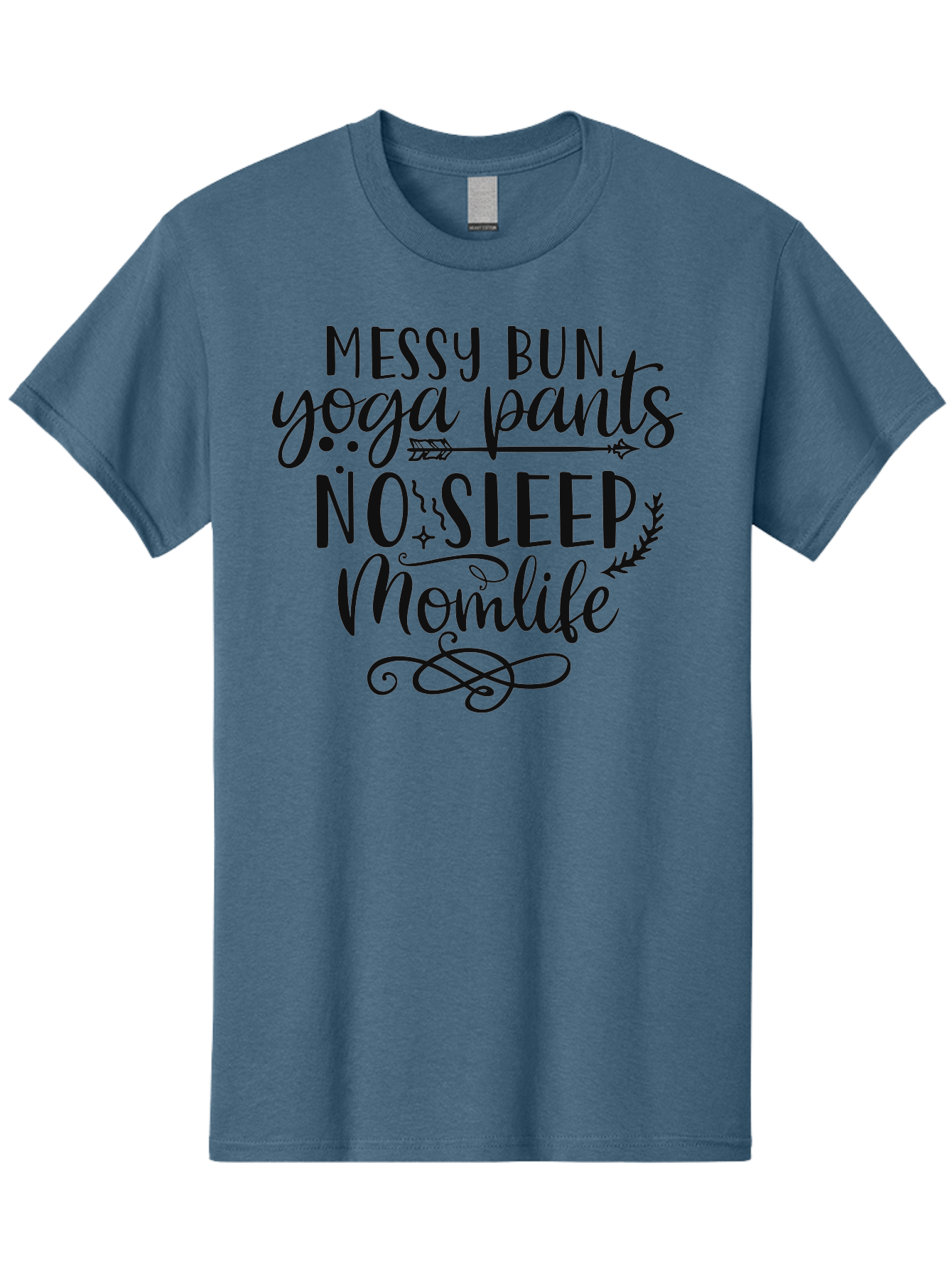 Messy-Bun-Yoga-Pants-No-Sleep-Momlife Men'S Graphic Tee, 100% Cotton, Comfortable Casual Summer Wear, Machine Washable, Messy Bun, Yoga Pants, No Sleep, Mom Life, Mom Quotes, Funny Mom Quotes, Motherhood, Parenting Humor, Mom Humor, Aad437 17