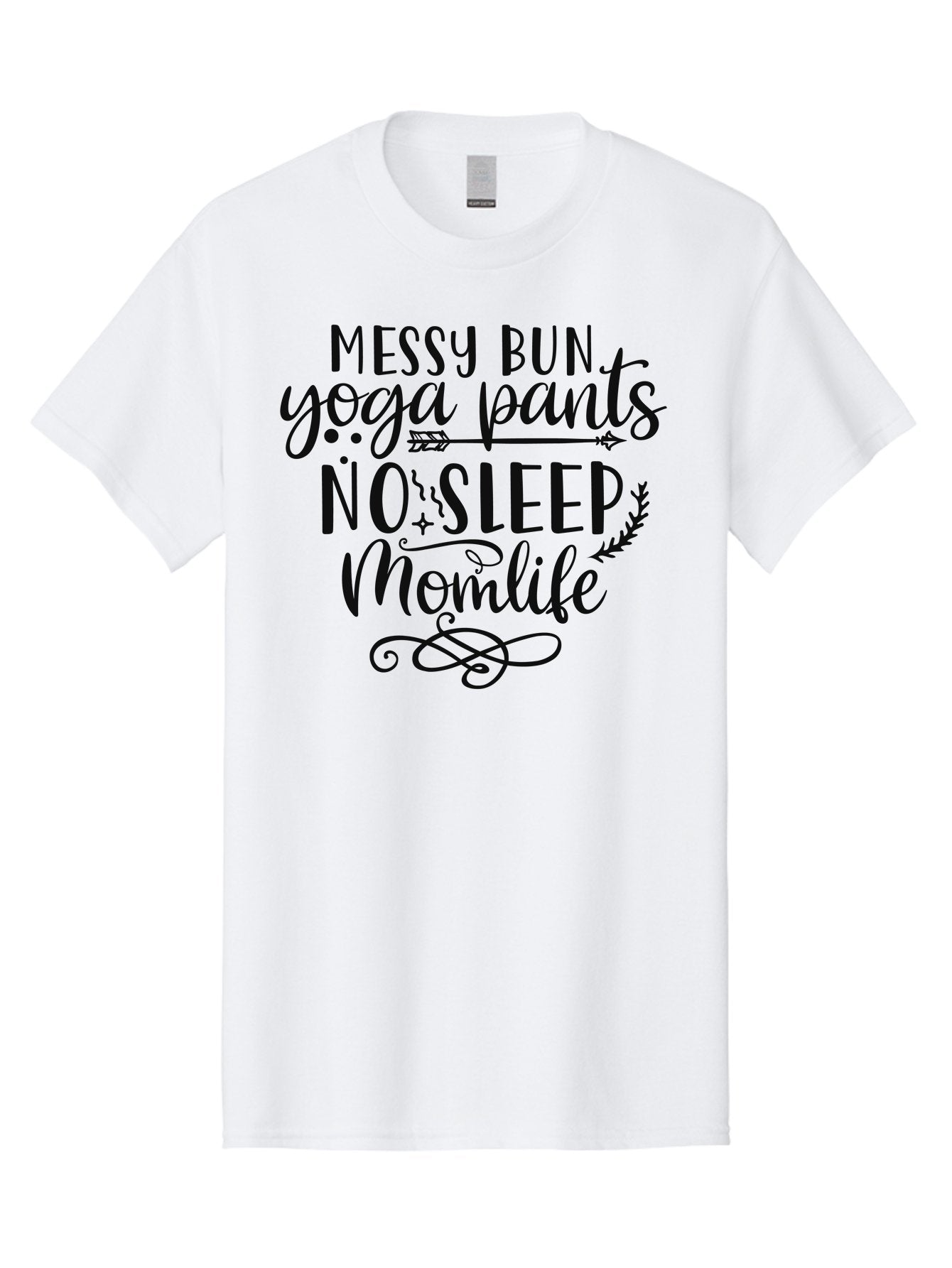 Messy-Bun-Yoga-Pants-No-Sleep-Momlife Men'S Graphic Tee, 100% Cotton, Comfortable Casual Summer Wear, Machine Washable, Messy Bun, Yoga Pants, No Sleep, Mom Life, Mom Quotes, Funny Mom Quotes, Motherhood, Parenting Humor, Mom Humor, Aad437 12