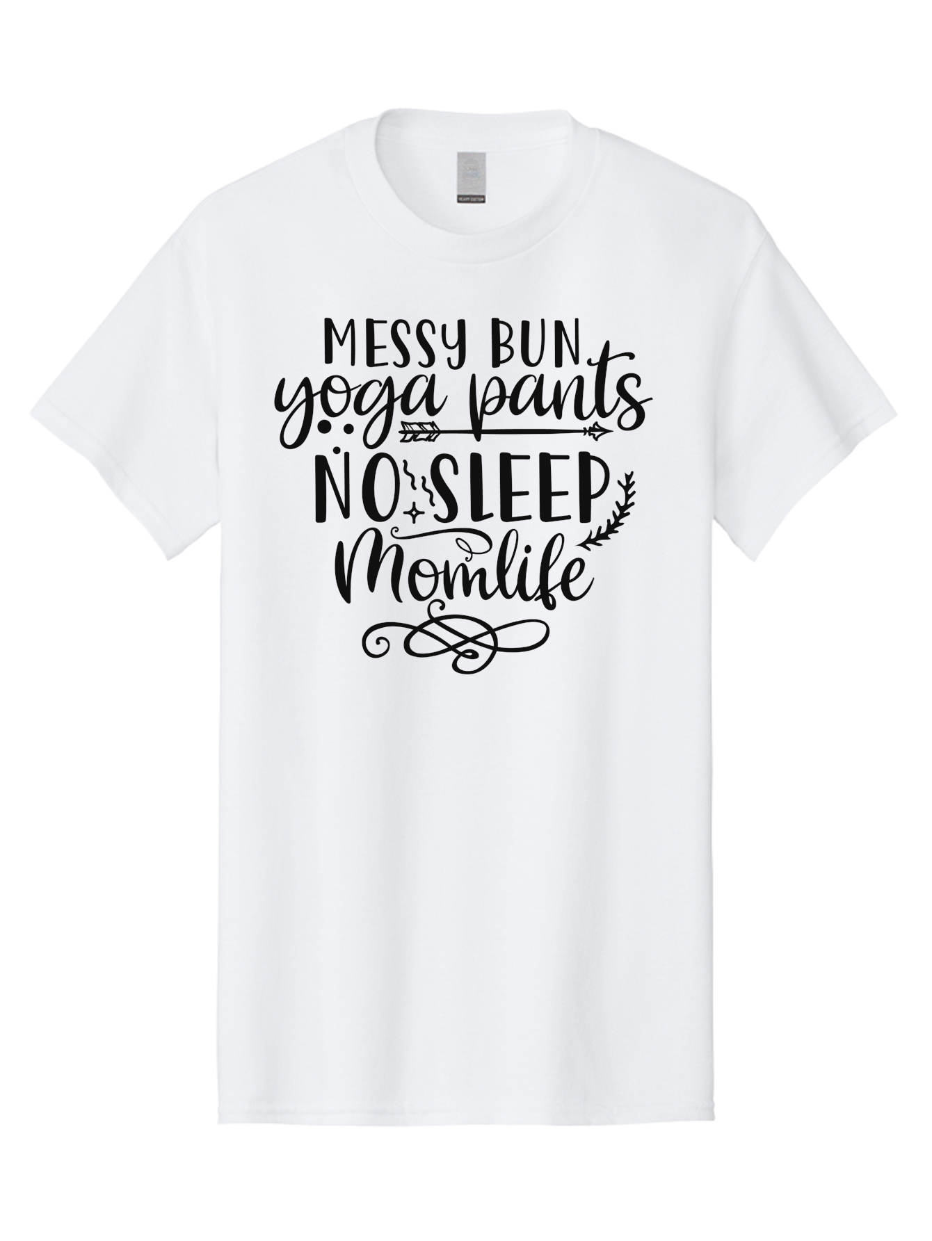 Messy-Bun-Yoga-Pants-No-Sleep-Momlife Men'S Graphic Tee, 100% Cotton, Comfortable Casual Summer Wear, Machine Washable, Messy Bun, Yoga Pants, No Sleep, Mom Life, Mom Quotes, Funny Mom Quotes, Motherhood, Parenting Humor, Mom Humor, Aad437 5