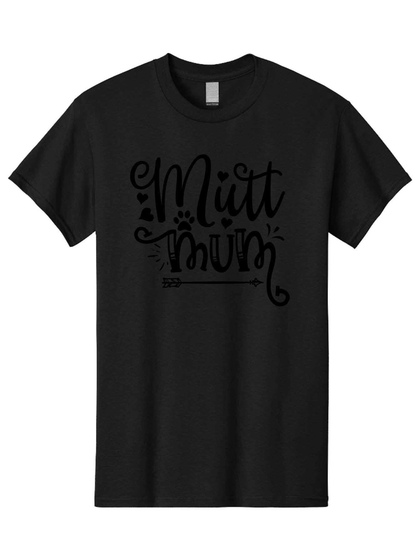 Mitt-Mum Men'S Graphic Tee, 100% Cotton, Comfortable Casual Summer Wear, Machine Washable, Mitt Mum, Dog Mom, Pet Lover, Cute Typography, Black Font, Hearts, Paw Print, Arrow Design, Whimsical Elements, Dog Mom Gifts, Pet Accessories Aad439 7