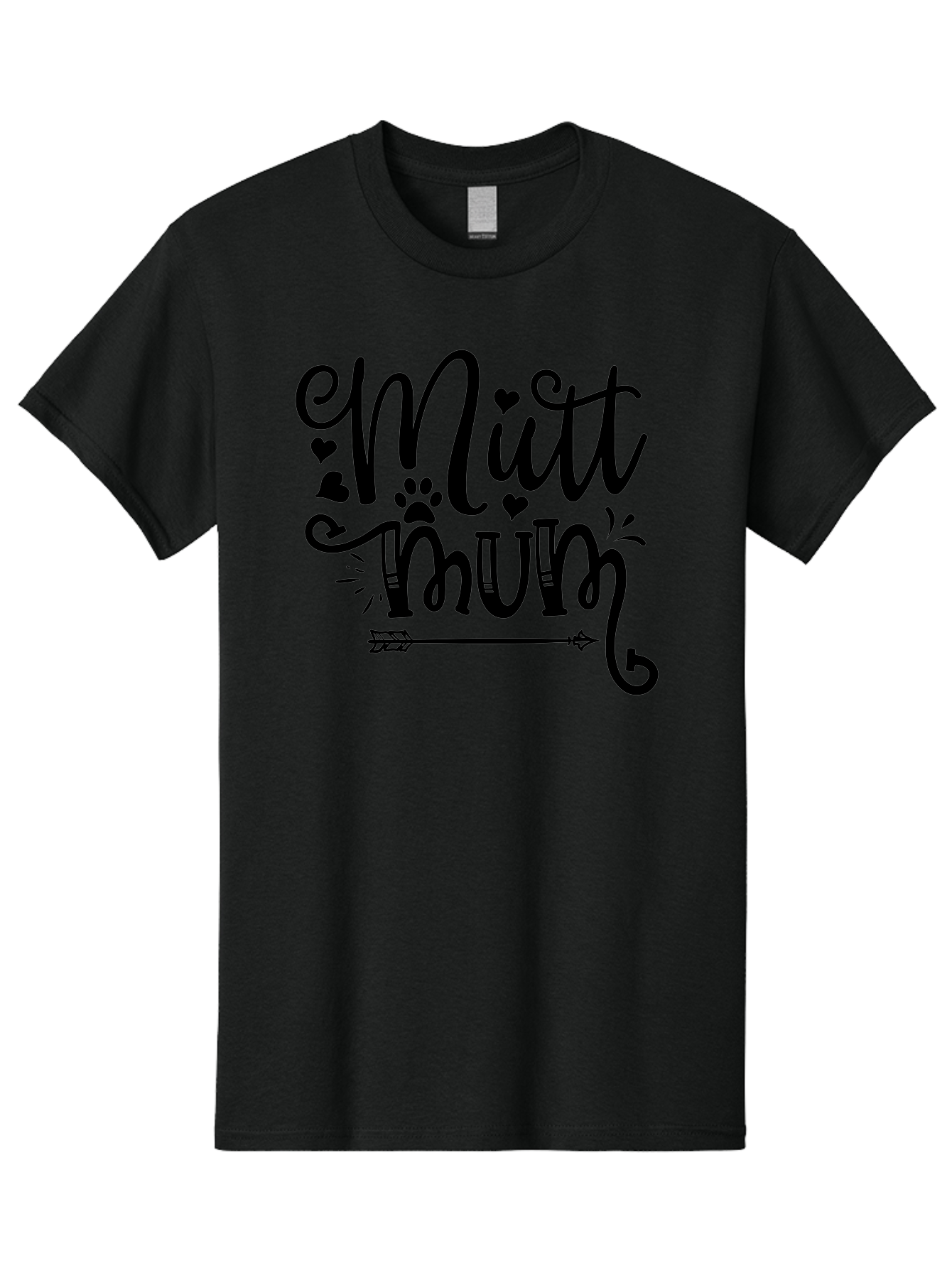 Mitt-Mum Men'S Graphic Tee, 100% Cotton, Comfortable Casual Summer Wear, Machine Washable, Mitt Mum, Dog Mom, Pet Lover, Cute Typography, Black Font, Hearts, Paw Print, Arrow Design, Whimsical Elements, Dog Mom Gifts, Pet Accessories Aad439 25