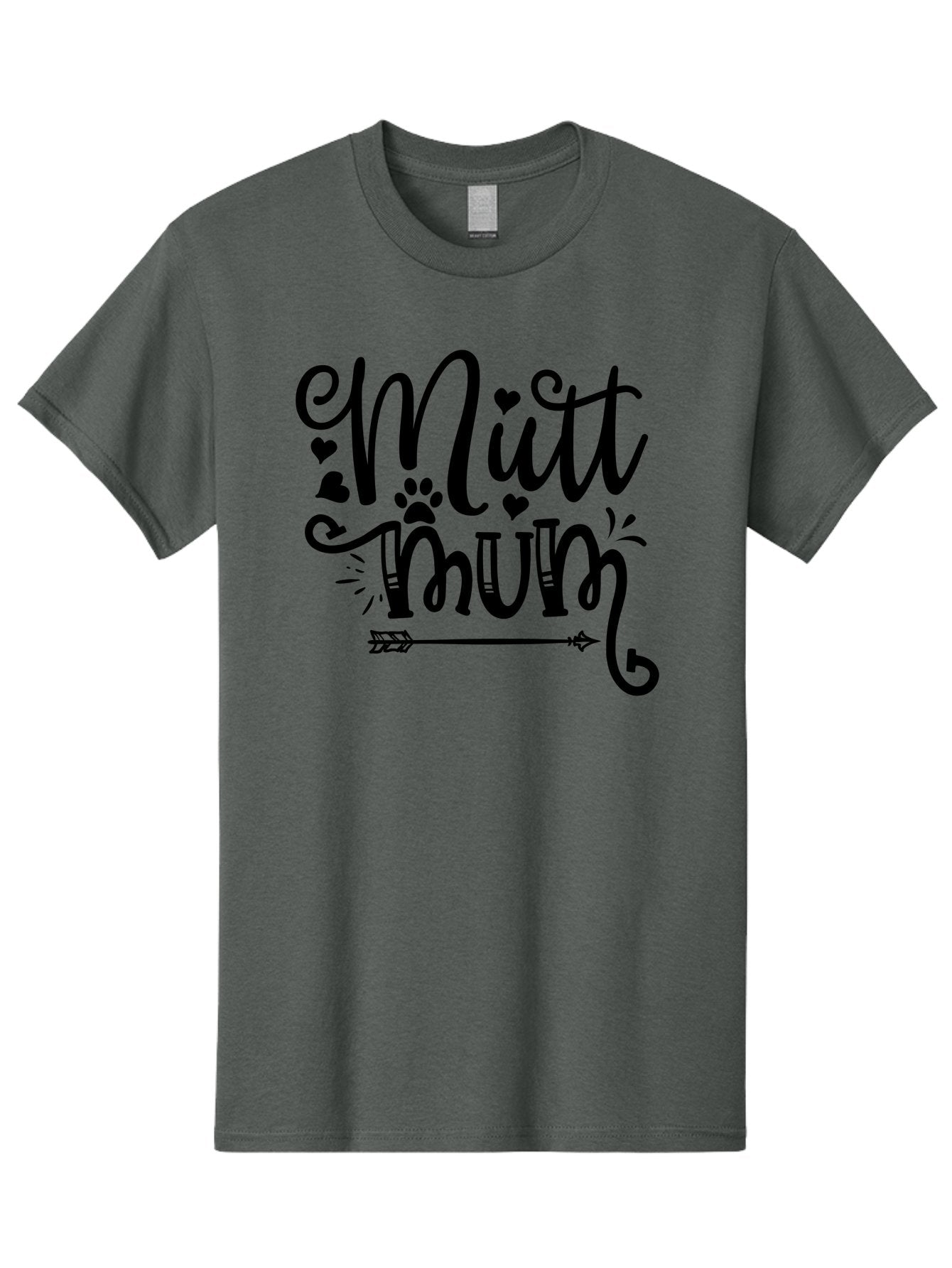 Mitt-Mum Men'S Graphic Tee, 100% Cotton, Comfortable Casual Summer Wear, Machine Washable, Mitt Mum, Dog Mom, Pet Lover, Cute Typography, Black Font, Hearts, Paw Print, Arrow Design, Whimsical Elements, Dog Mom Gifts, Pet Accessories Aad439 5