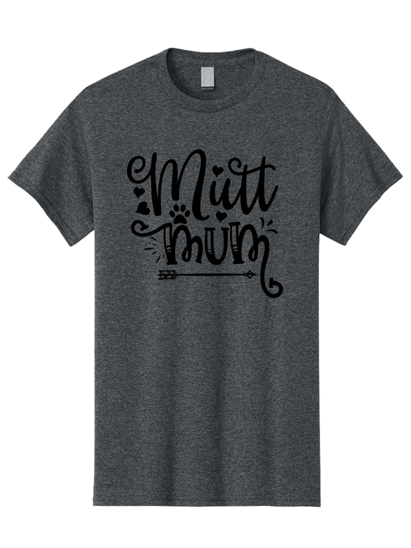 Mitt-Mum Men'S Graphic Tee, 100% Cotton, Comfortable Casual Summer Wear, Machine Washable, Mitt Mum, Dog Mom, Pet Lover, Cute Typography, Black Font, Hearts, Paw Print, Arrow Design, Whimsical Elements, Dog Mom Gifts, Pet Accessories Aad439 4