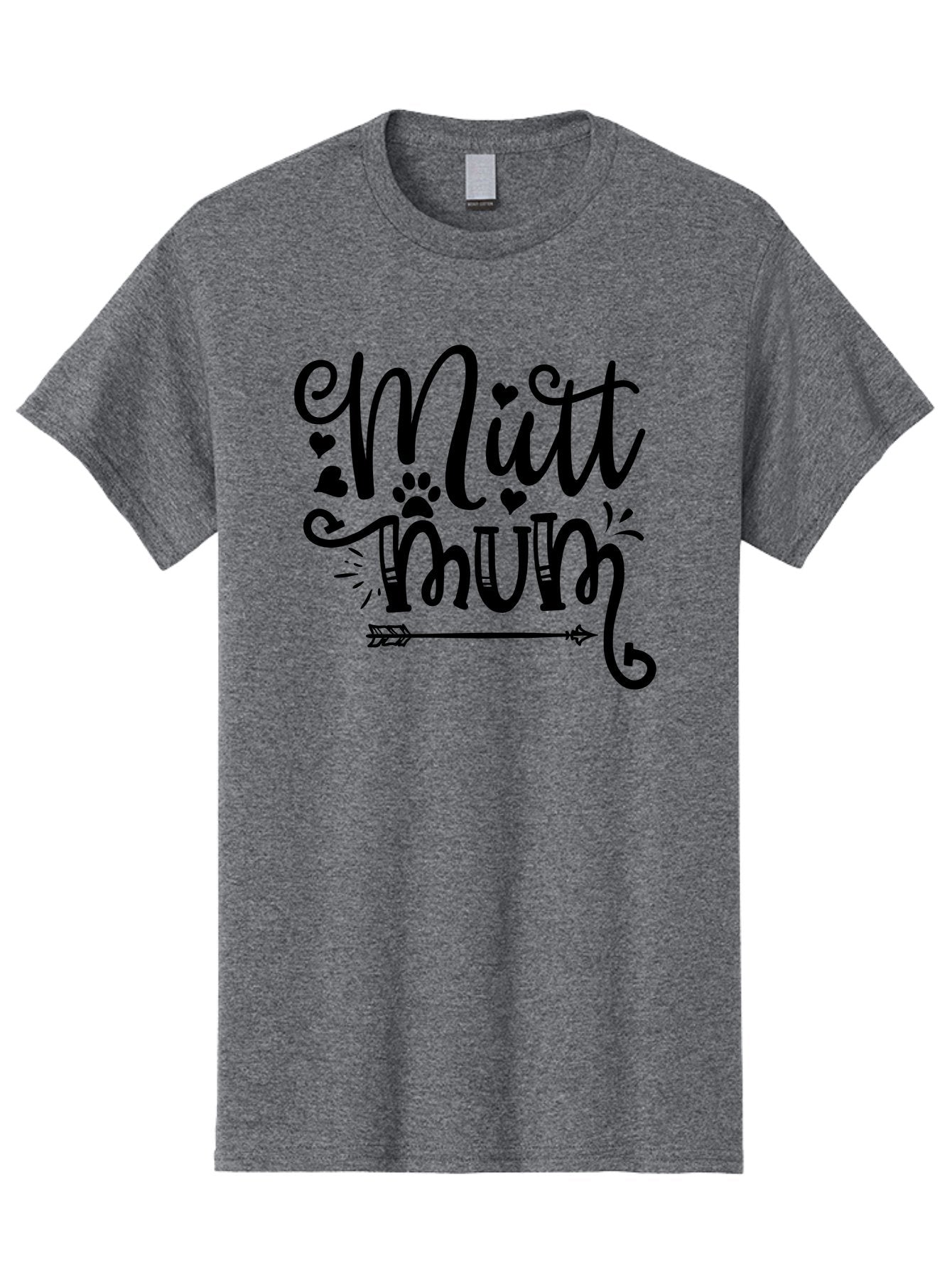Mitt-Mum Men'S Graphic Tee, 100% Cotton, Comfortable Casual Summer Wear, Machine Washable, Mitt Mum, Dog Mom, Pet Lover, Cute Typography, Black Font, Hearts, Paw Print, Arrow Design, Whimsical Elements, Dog Mom Gifts, Pet Accessories Aad439
