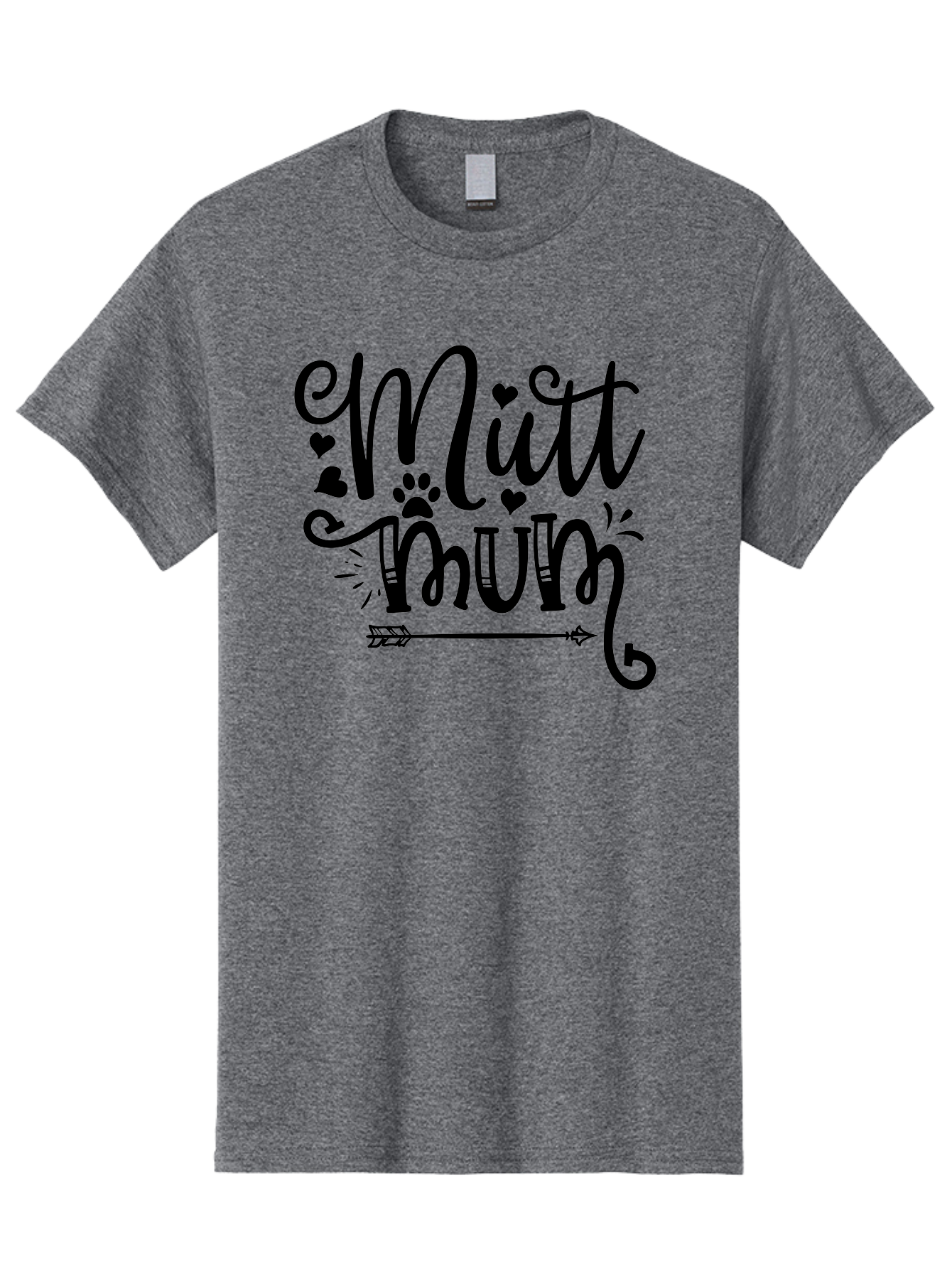 Mitt-Mum Men'S Graphic Tee, 100% Cotton, Comfortable Casual Summer Wear, Machine Washable, Mitt Mum, Dog Mom, Pet Lover, Cute Typography, Black Font, Hearts, Paw Print, Arrow Design, Whimsical Elements, Dog Mom Gifts, Pet Accessories Aad439 21
