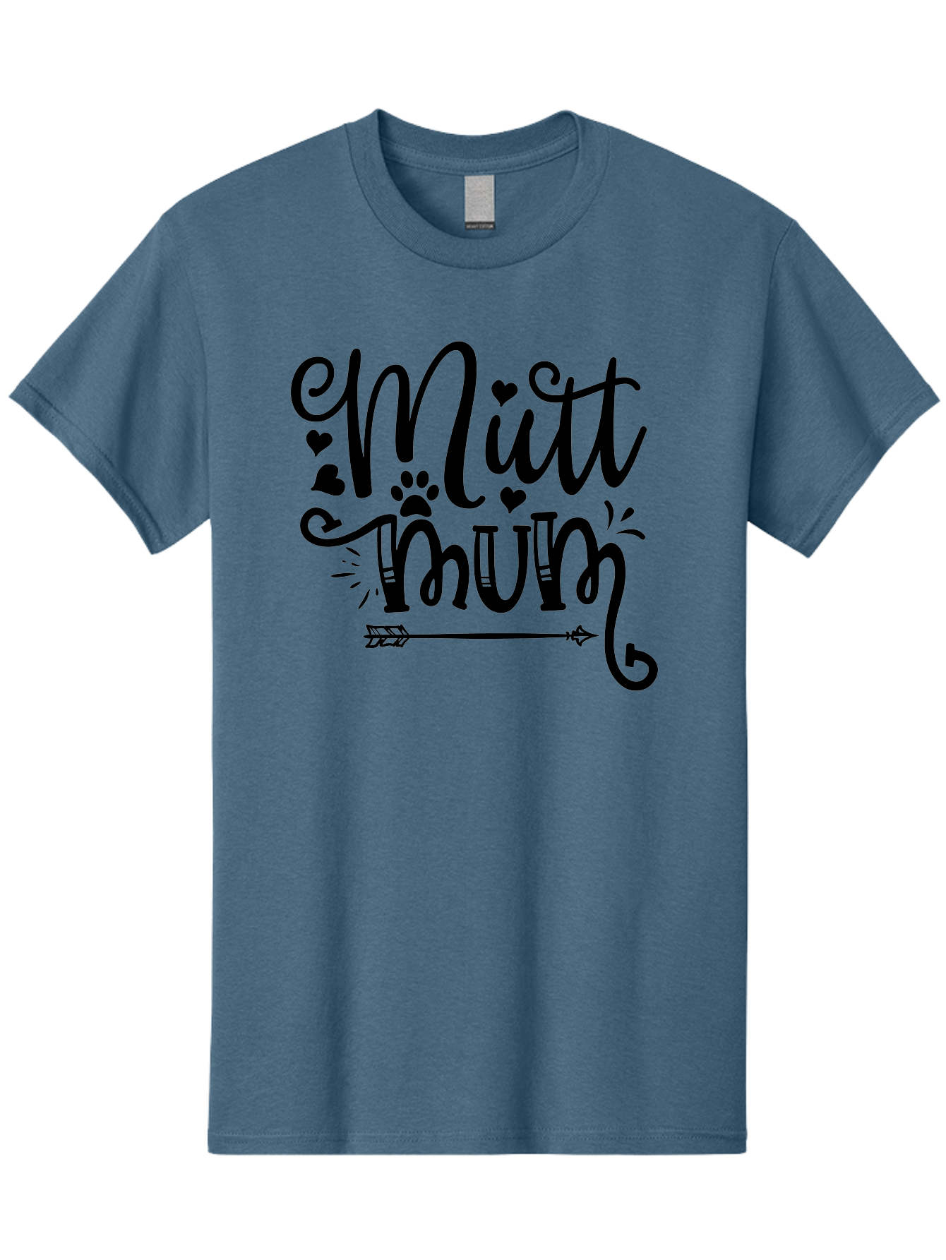 Mitt-Mum Men'S Graphic Tee, 100% Cotton, Comfortable Casual Summer Wear, Machine Washable, Mitt Mum, Dog Mom, Pet Lover, Cute Typography, Black Font, Hearts, Paw Print, Arrow Design, Whimsical Elements, Dog Mom Gifts, Pet Accessories Aad439