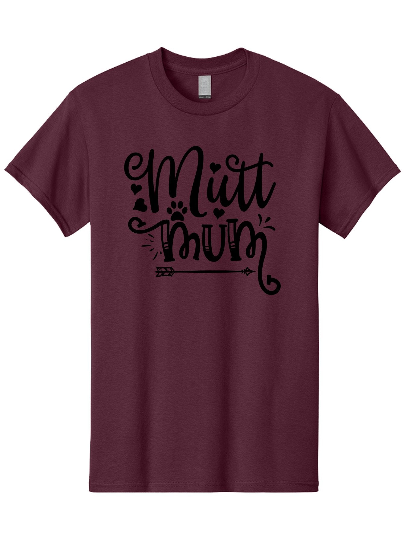 Mitt-Mum Men'S Graphic Tee, 100% Cotton, Comfortable Casual Summer Wear, Machine Washable, Mitt Mum, Dog Mom, Pet Lover, Cute Typography, Black Font, Hearts, Paw Print, Arrow Design, Whimsical Elements, Dog Mom Gifts, Pet Accessories Aad439 8