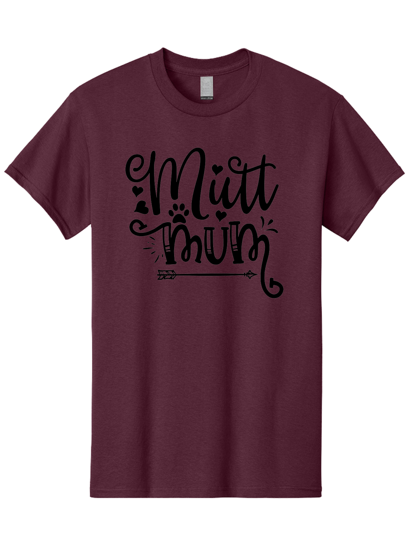 Mitt-Mum Men'S Graphic Tee, 100% Cotton, Comfortable Casual Summer Wear, Machine Washable, Mitt Mum, Dog Mom, Pet Lover, Cute Typography, Black Font, Hearts, Paw Print, Arrow Design, Whimsical Elements, Dog Mom Gifts, Pet Accessories Aad439 11