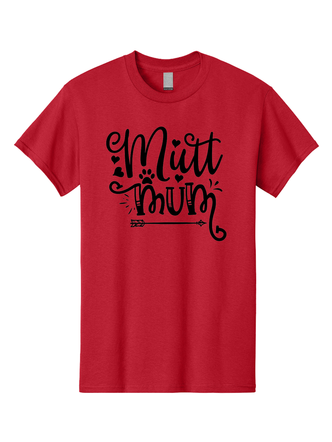 Mitt-Mum Men'S Graphic Tee, 100% Cotton, Comfortable Casual Summer Wear, Machine Washable, Mitt Mum, Dog Mom, Pet Lover, Cute Typography, Black Font, Hearts, Paw Print, Arrow Design, Whimsical Elements, Dog Mom Gifts, Pet Accessories Aad439 3