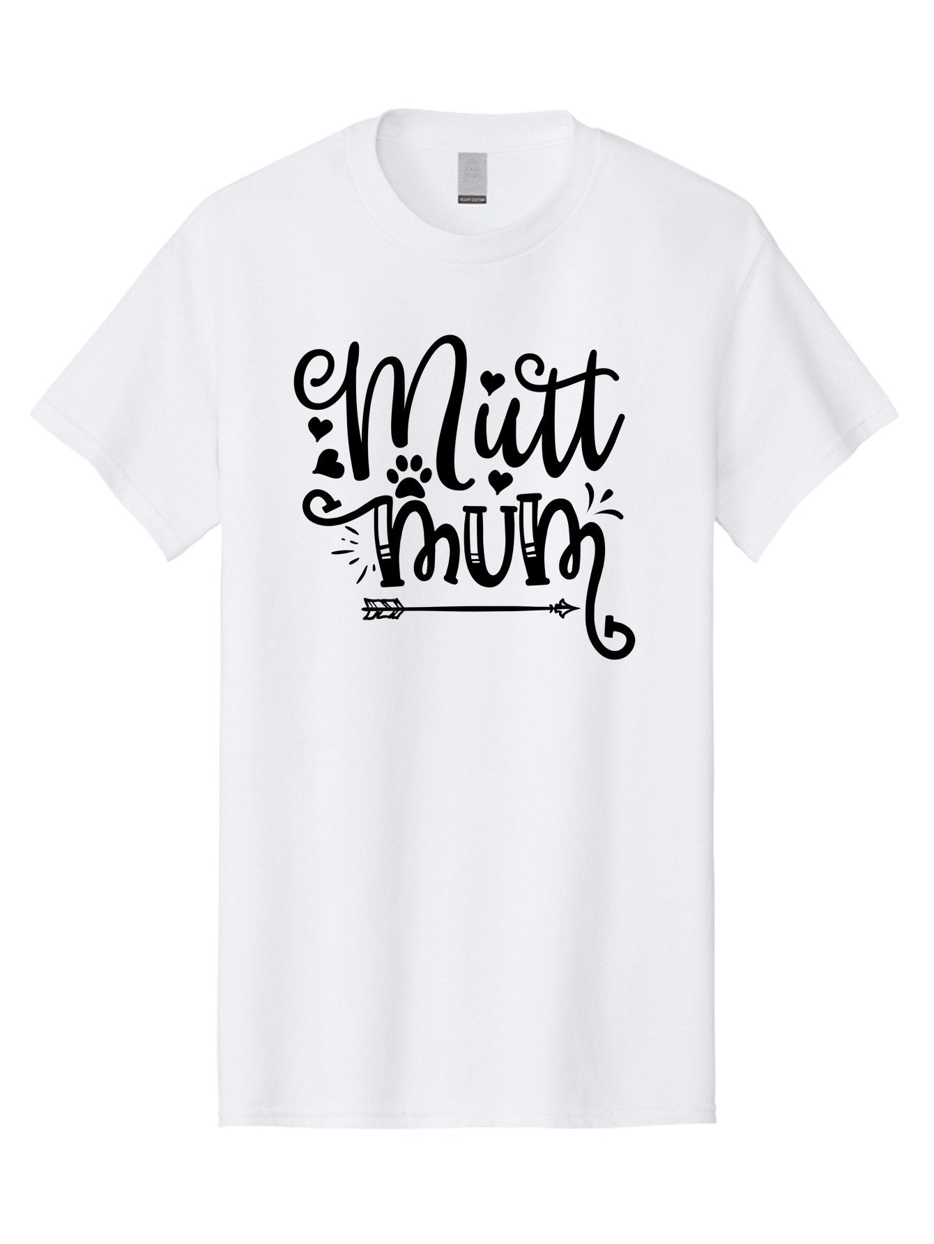 Mitt-Mum Men'S Graphic Tee, 100% Cotton, Comfortable Casual Summer Wear, Machine Washable, Mitt Mum, Dog Mom, Pet Lover, Cute Typography, Black Font, Hearts, Paw Print, Arrow Design, Whimsical Elements, Dog Mom Gifts, Pet Accessories Aad439