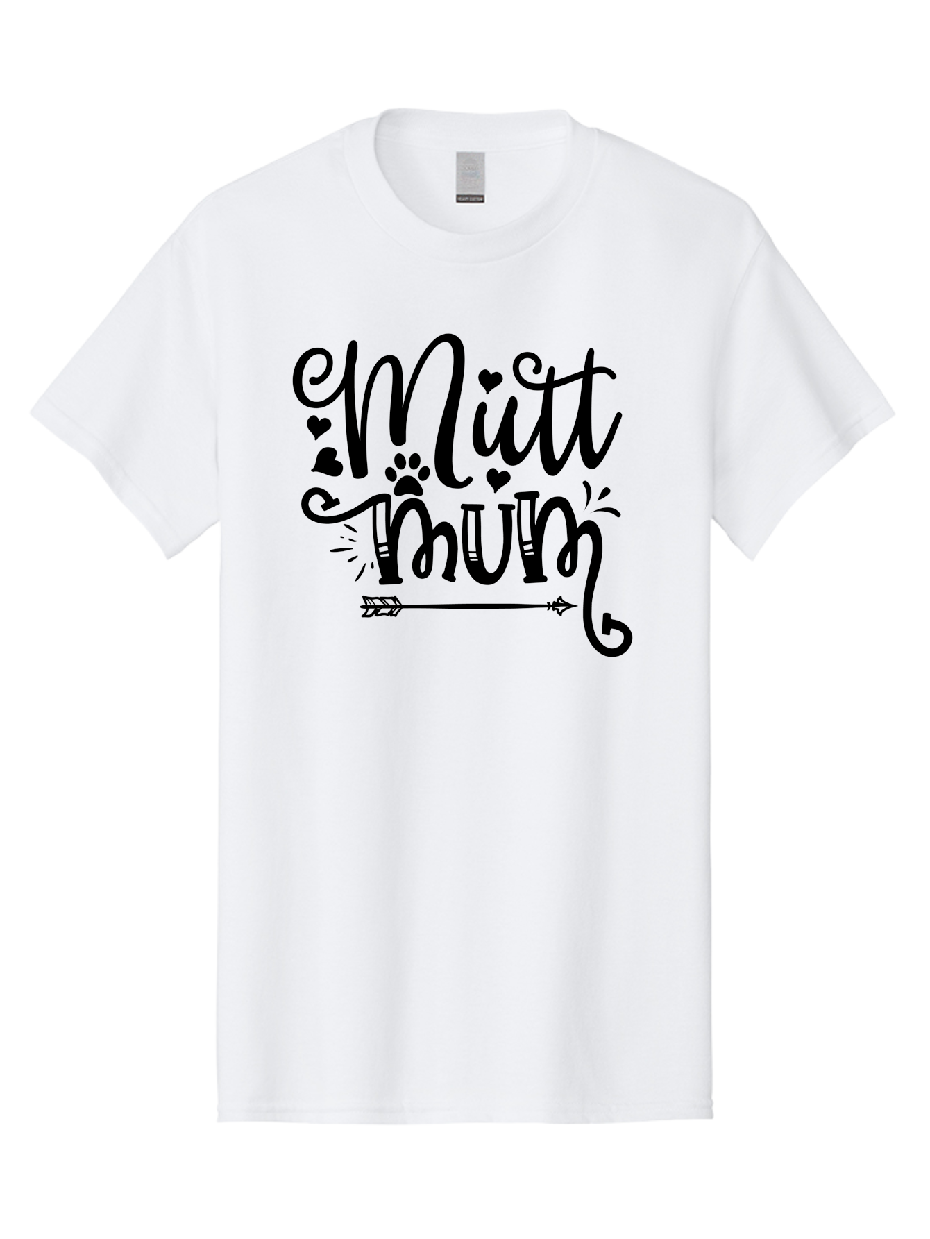 Mitt-Mum Men'S Graphic Tee, 100% Cotton, Comfortable Casual Summer Wear, Machine Washable, Mitt Mum, Dog Mom, Pet Lover, Cute Typography, Black Font, Hearts, Paw Print, Arrow Design, Whimsical Elements, Dog Mom Gifts, Pet Accessories Aad439 19