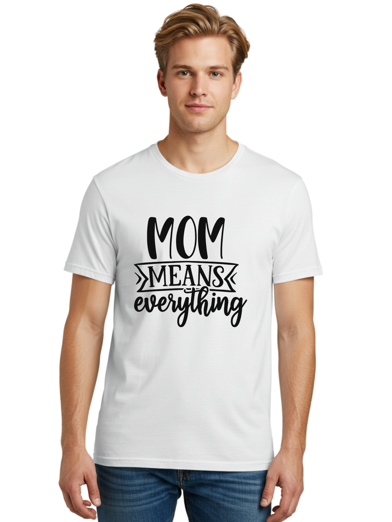 Mom-Means-Everything Men'S Graphic Tee, 100% Cotton, Comfortable Casual Summer Wear, Machine Washable, Mother'S Day Quote, Mom Means Everything, Mother'S Love, Mom Appreciation, Inspirational Quote, Family Values, Love And Care Aad442 16