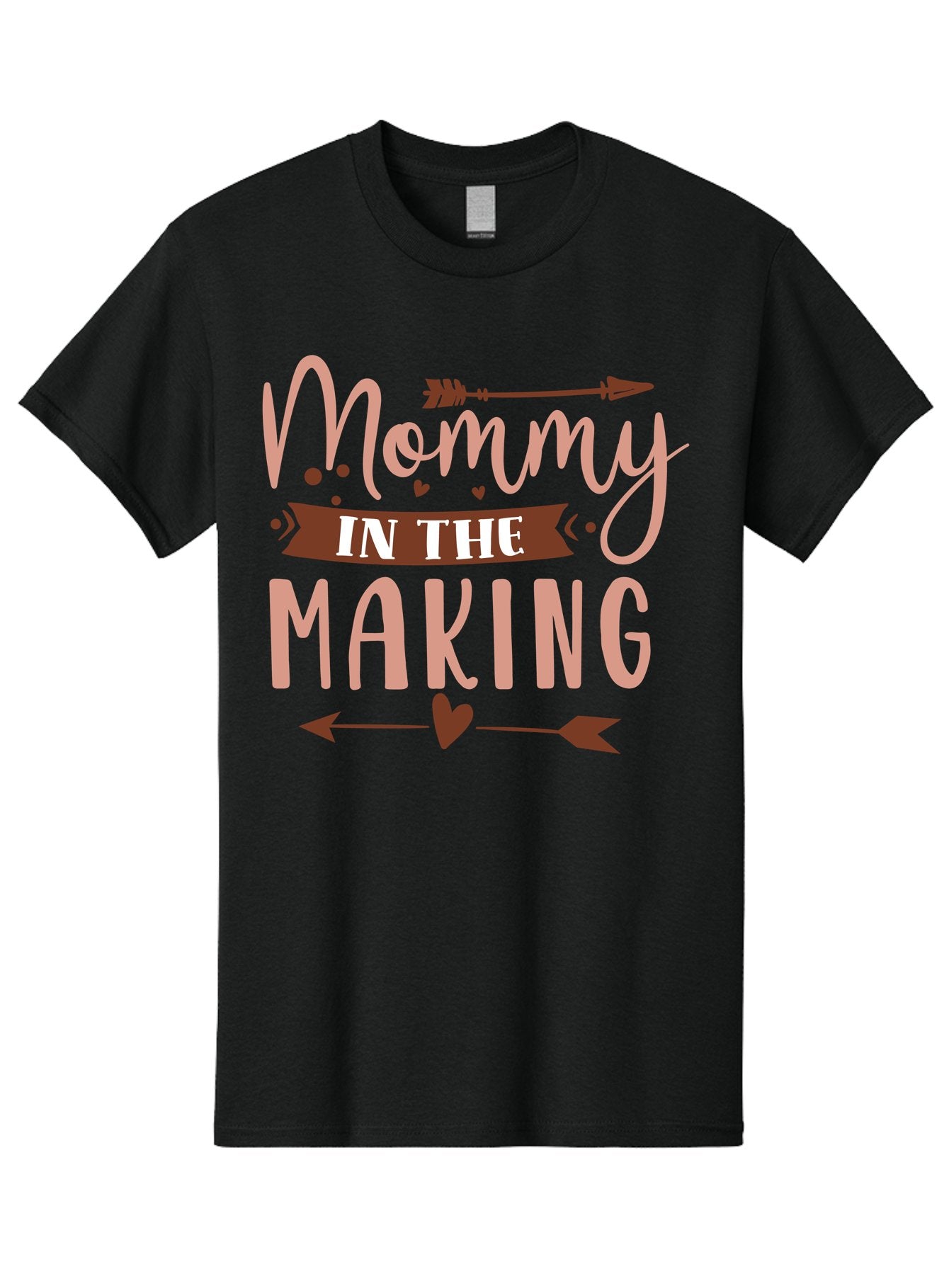 Mommy-In-The-Making Men'S Graphic Tee, 100% Cotton, Comfortable Casual Summer Wear, Machine Washable, Mommy In The Making, Pregnancy Announcement, Baby On The Way, Motherhood, Arrow Design, Pink Lettering, Heartwarming Message, Aad444 15