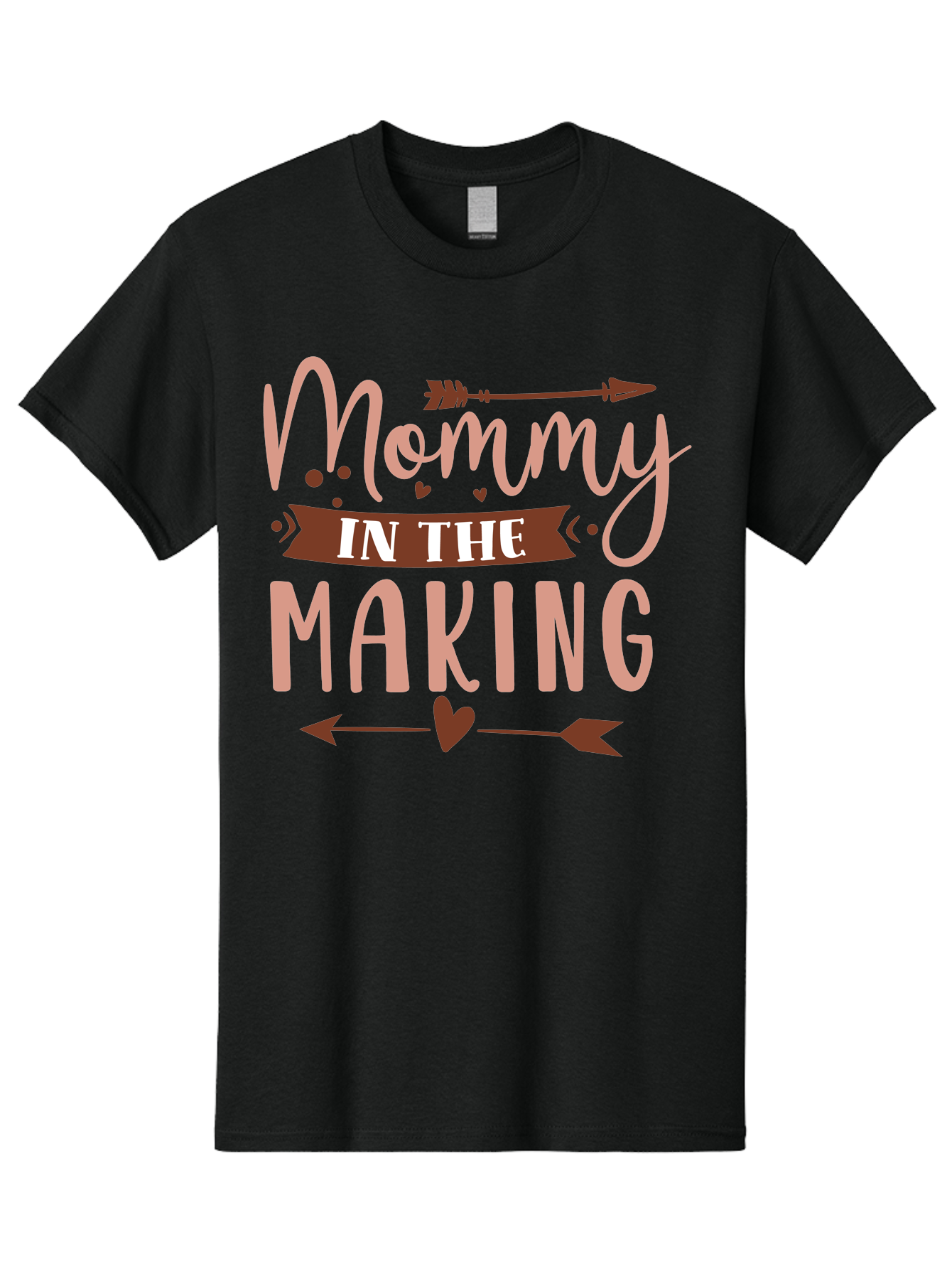 Mommy-In-The-Making Men'S Graphic Tee, 100% Cotton, Comfortable Casual Summer Wear, Machine Washable, Mommy In The Making, Pregnancy Announcement, Baby On The Way, Motherhood, Arrow Design, Pink Lettering, Heartwarming Message, Aad444