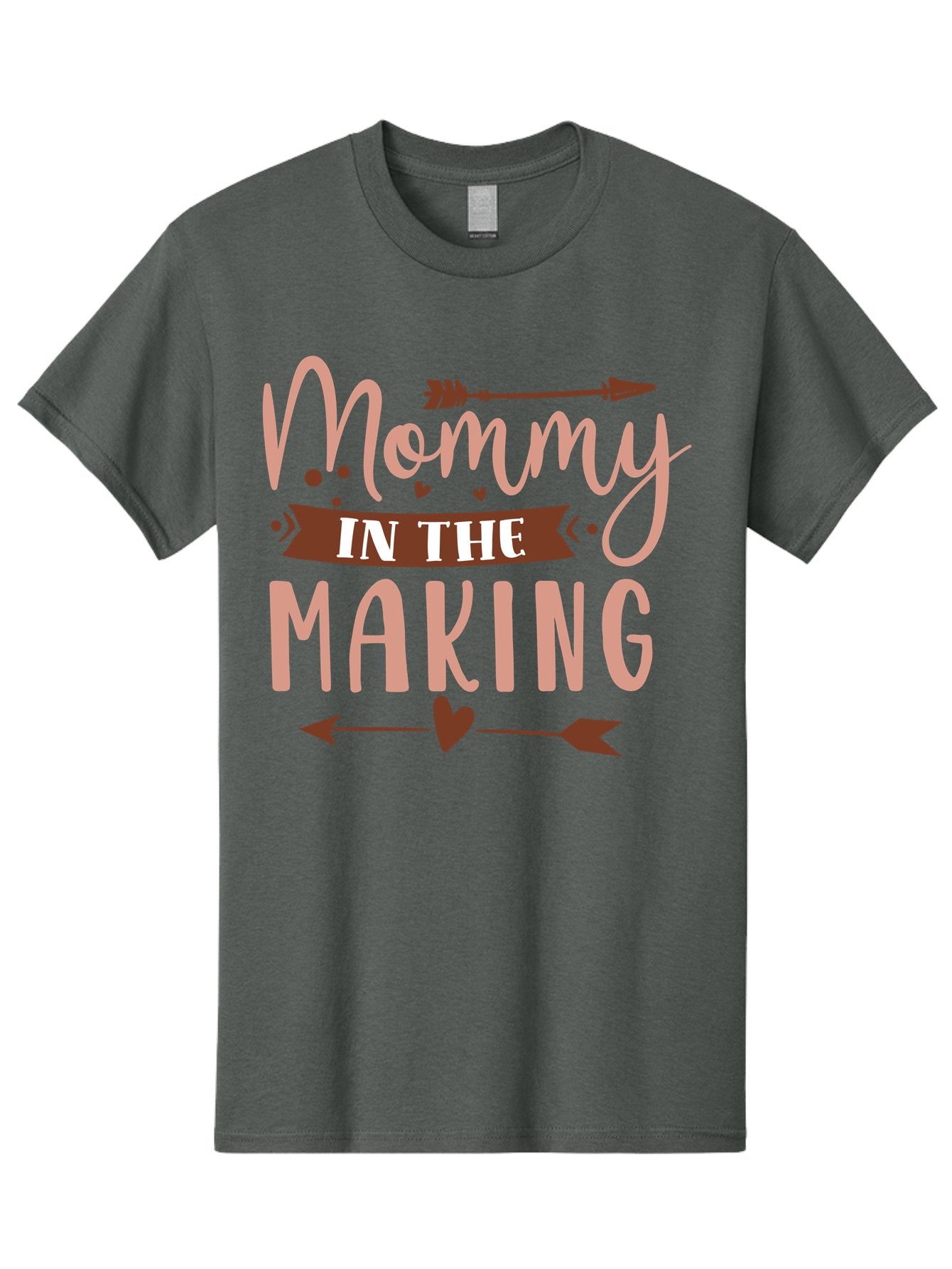 Mommy-In-The-Making Men'S Graphic Tee, 100% Cotton, Comfortable Casual Summer Wear, Machine Washable, Mommy In The Making, Pregnancy Announcement, Baby On The Way, Motherhood, Arrow Design, Pink Lettering, Heartwarming Message, Aad444 4