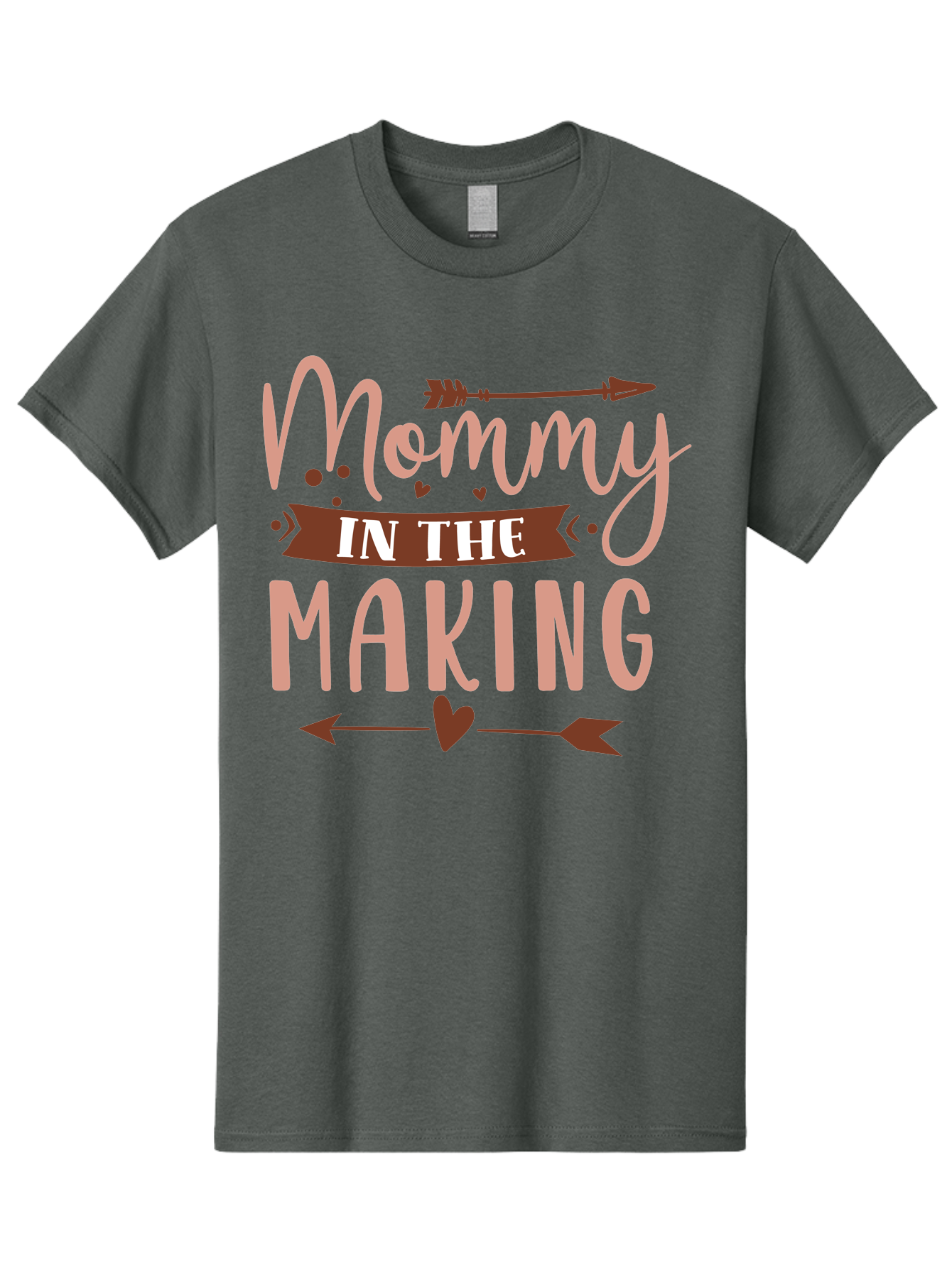 Mommy-In-The-Making Men'S Graphic Tee, 100% Cotton, Comfortable Casual Summer Wear, Machine Washable, Mommy In The Making, Pregnancy Announcement, Baby On The Way, Motherhood, Arrow Design, Pink Lettering, Heartwarming Message, Aad444 23