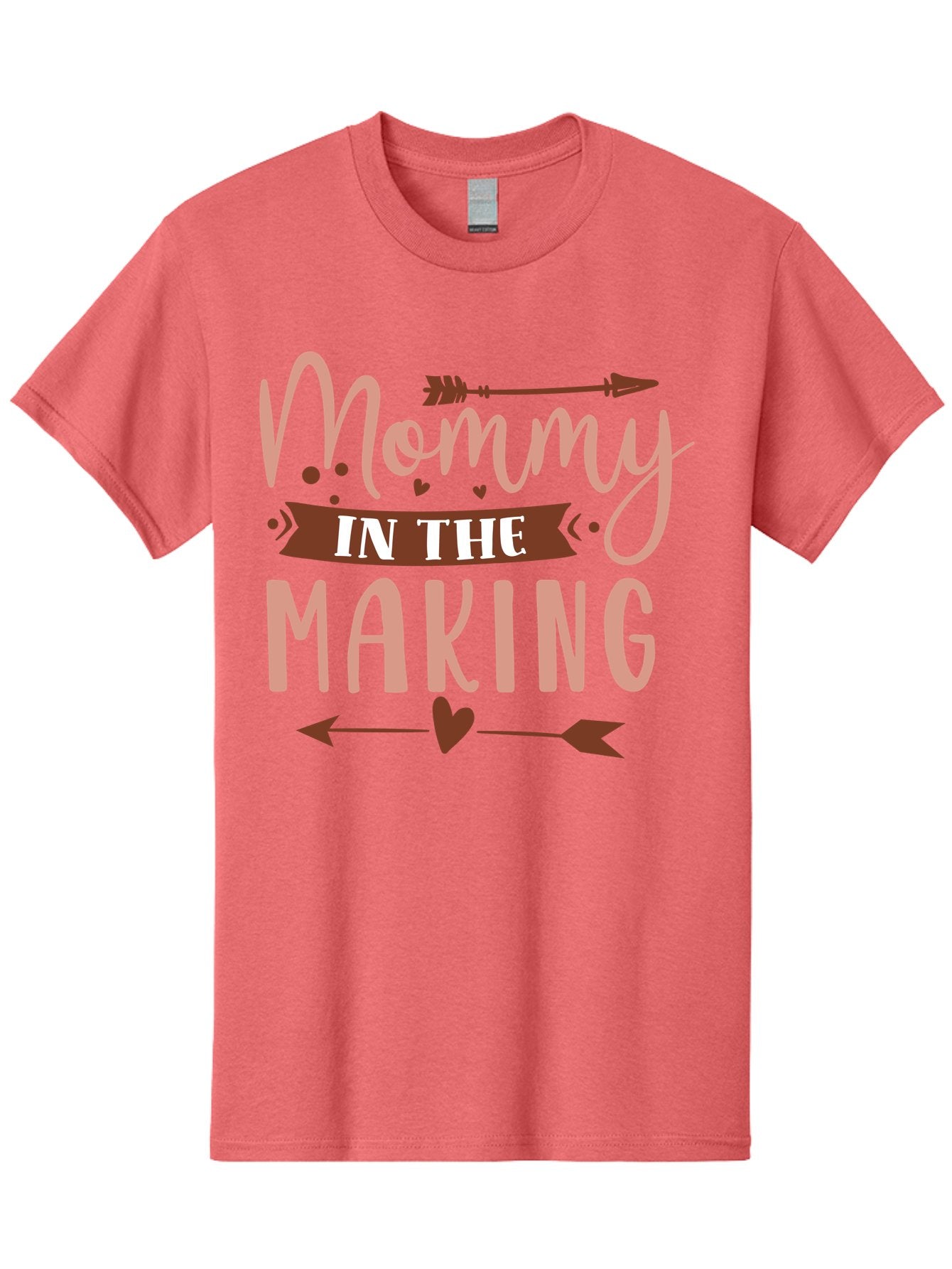 Mommy-In-The-Making Men'S Graphic Tee, 100% Cotton, Comfortable Casual Summer Wear, Machine Washable, Mommy In The Making, Pregnancy Announcement, Baby On The Way, Motherhood, Arrow Design, Pink Lettering, Heartwarming Message, Aad444 9