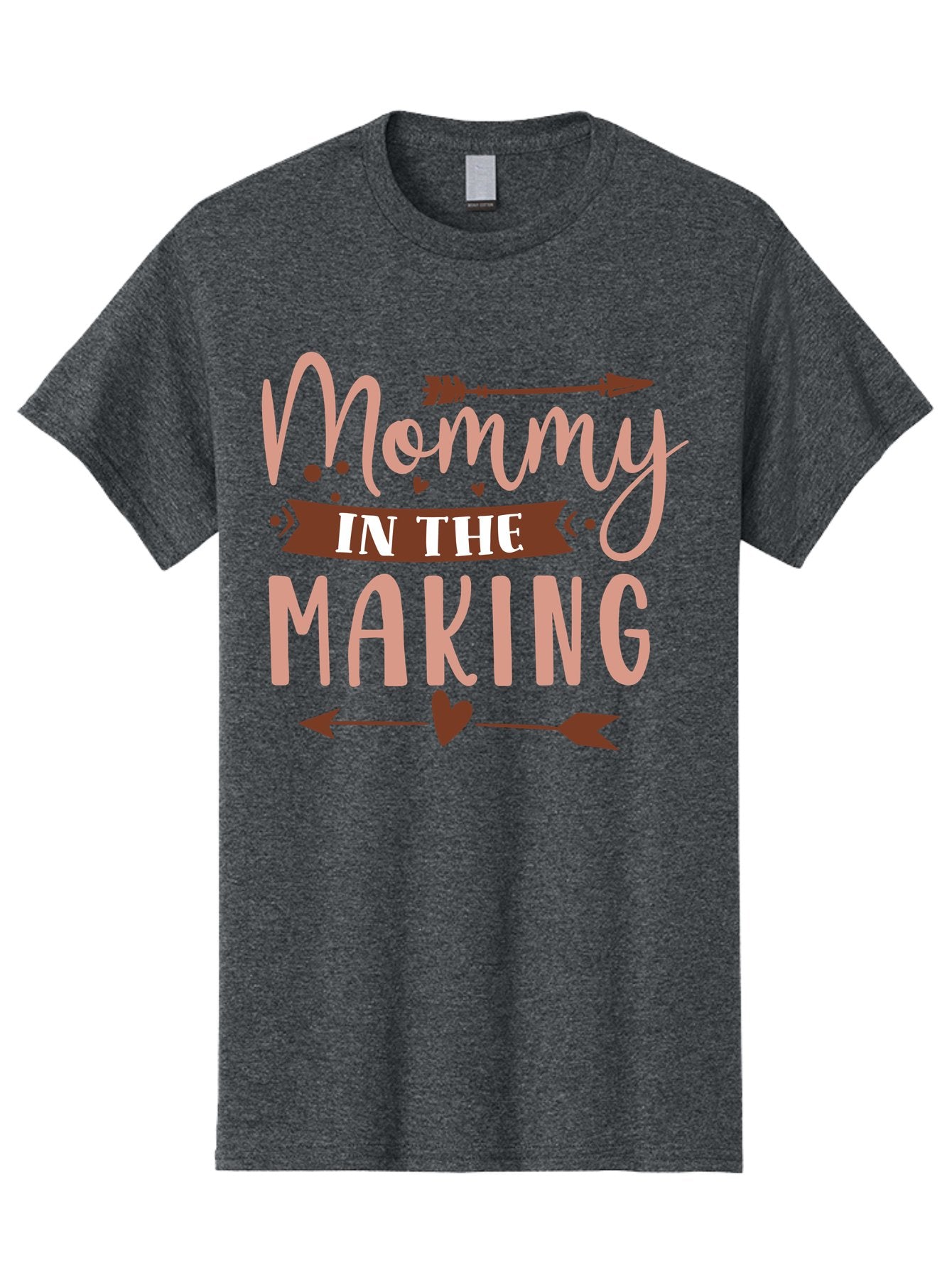 Mommy-In-The-Making Men'S Graphic Tee, 100% Cotton, Comfortable Casual Summer Wear, Machine Washable, Mommy In The Making, Pregnancy Announcement, Baby On The Way, Motherhood, Arrow Design, Pink Lettering, Heartwarming Message, Aad444 7