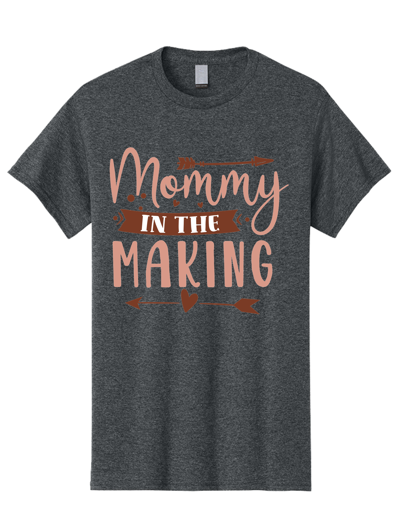 Mommy-In-The-Making Men'S Graphic Tee, 100% Cotton, Comfortable Casual Summer Wear, Machine Washable, Mommy In The Making, Pregnancy Announcement, Baby On The Way, Motherhood, Arrow Design, Pink Lettering, Heartwarming Message, Aad444 25