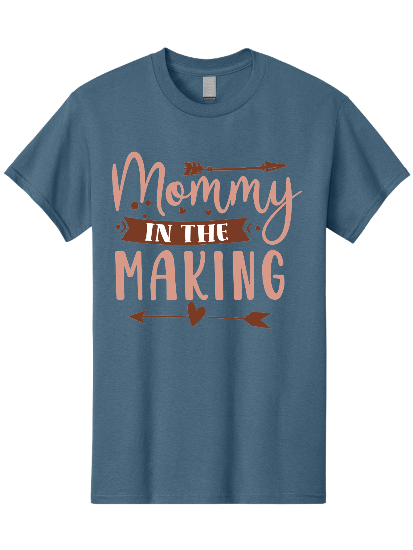 Mommy-In-The-Making Men'S Graphic Tee, 100% Cotton, Comfortable Casual Summer Wear, Machine Washable, Mommy In The Making, Pregnancy Announcement, Baby On The Way, Motherhood, Arrow Design, Pink Lettering, Heartwarming Message, Aad444 27