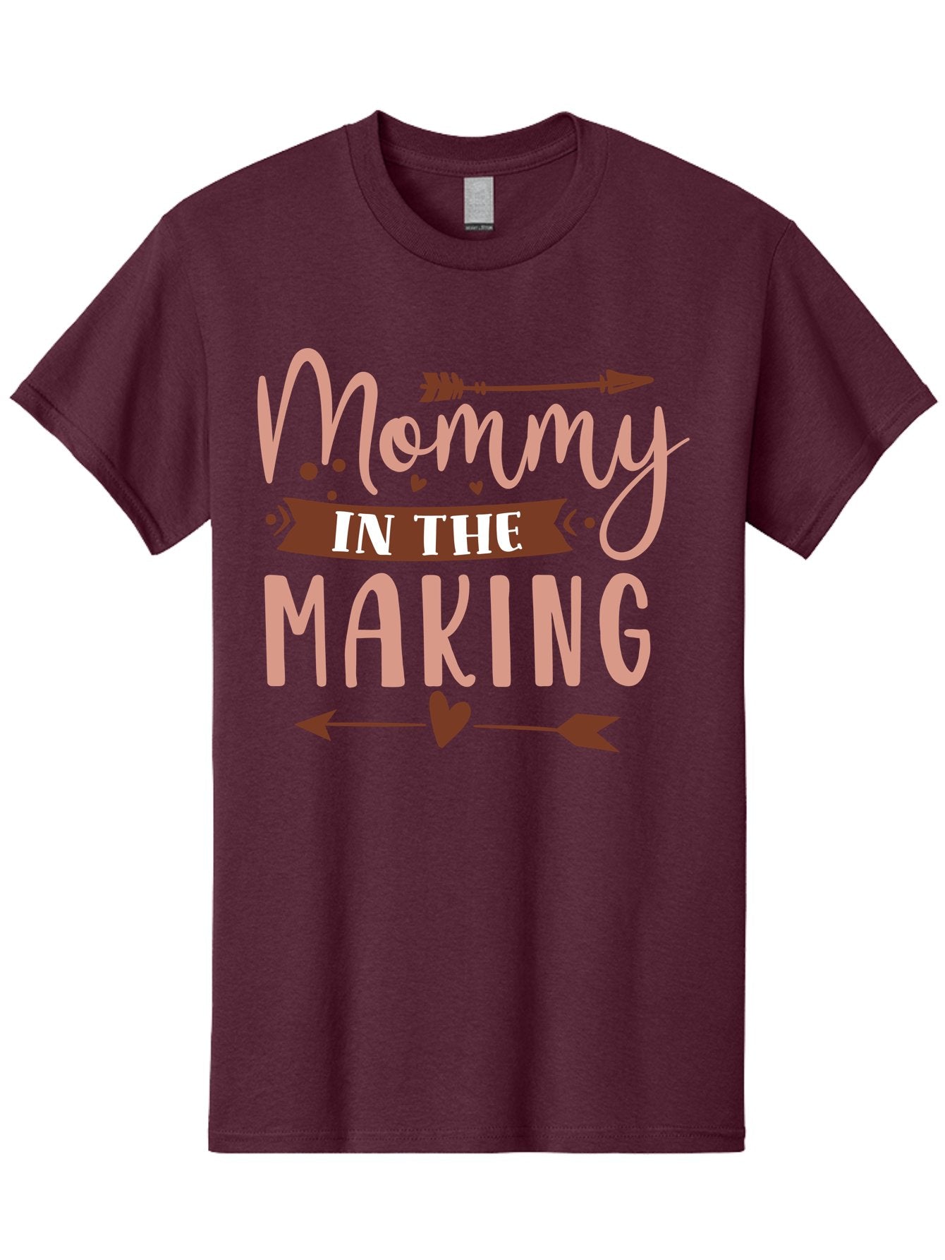 Mommy-In-The-Making Men'S Graphic Tee, 100% Cotton, Comfortable Casual Summer Wear, Machine Washable, Mommy In The Making, Pregnancy Announcement, Baby On The Way, Motherhood, Arrow Design, Pink Lettering, Heartwarming Message, Aad444