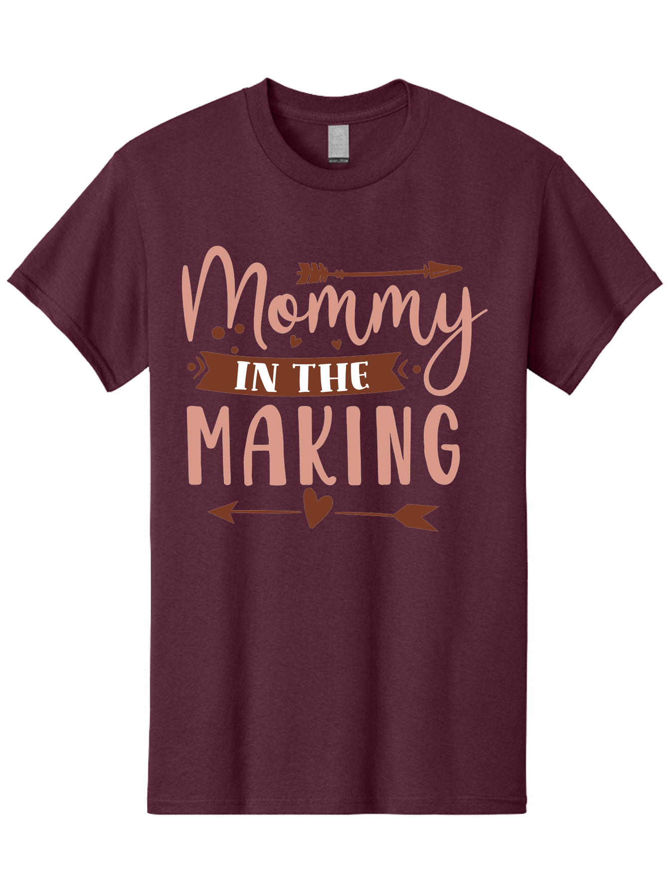 Mommy-In-The-Making Men'S Graphic Tee, 100% Cotton, Comfortable Casual Summer Wear, Machine Washable, Mommy In The Making, Pregnancy Announcement, Baby On The Way, Motherhood, Arrow Design, Pink Lettering, Heartwarming Message, Aad444 19