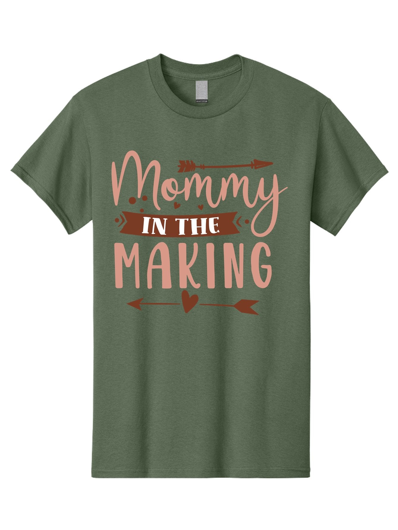 Mommy-In-The-Making Men'S Graphic Tee, 100% Cotton, Comfortable Casual Summer Wear, Machine Washable, Mommy In The Making, Pregnancy Announcement, Baby On The Way, Motherhood, Arrow Design, Pink Lettering, Heartwarming Message, Aad444 14