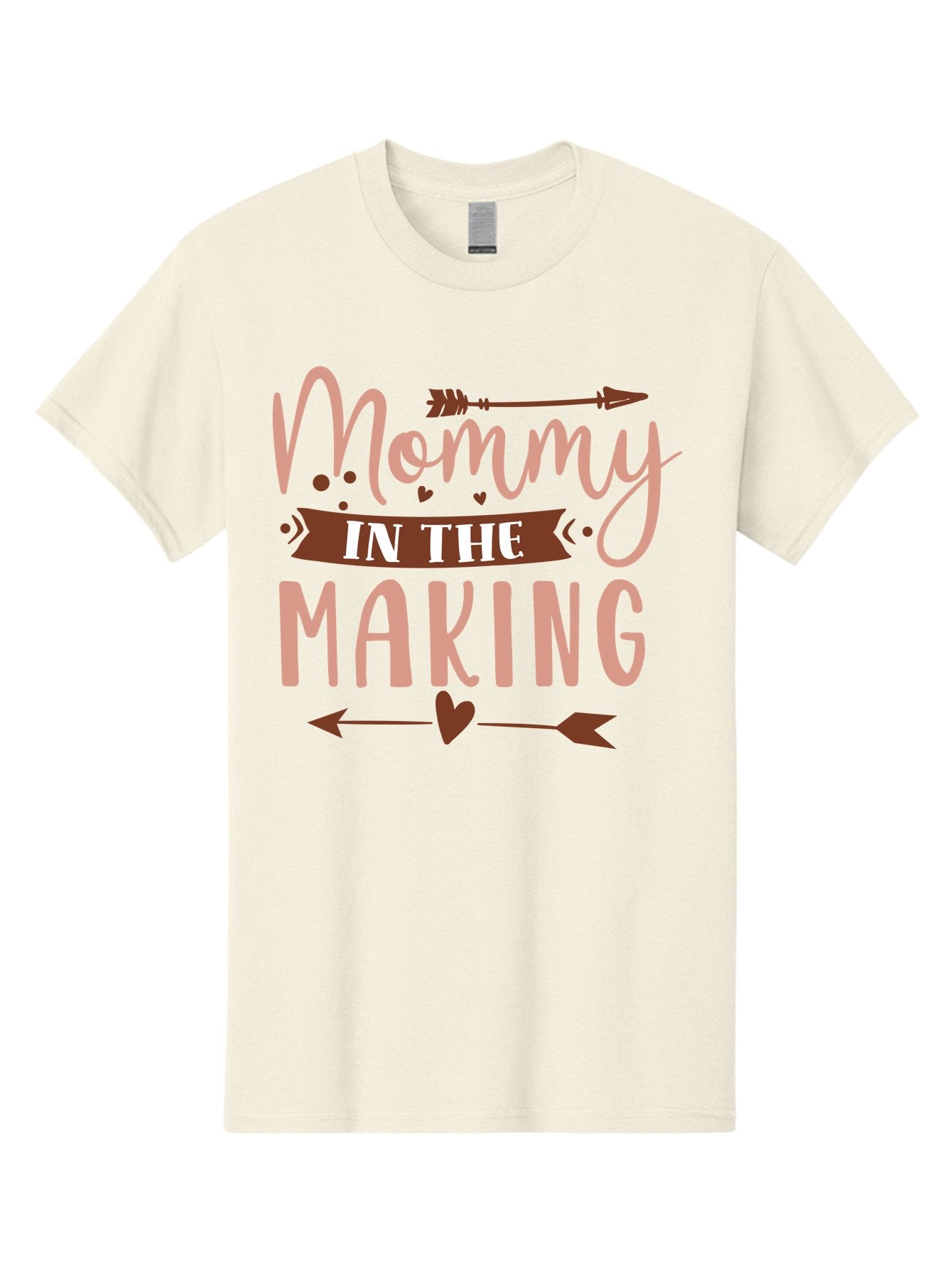 Mommy-In-The-Making Men'S Graphic Tee, 100% Cotton, Comfortable Casual Summer Wear, Machine Washable, Mommy In The Making, Pregnancy Announcement, Baby On The Way, Motherhood, Arrow Design, Pink Lettering, Heartwarming Message, Aad444 12