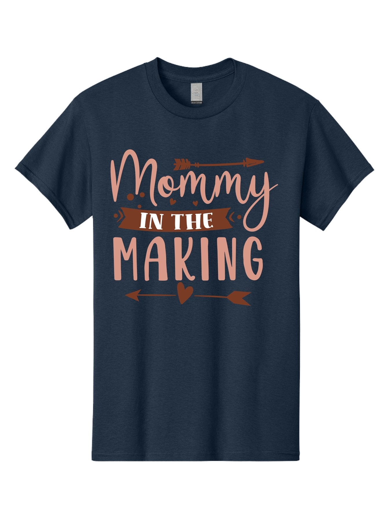 Mommy-In-The-Making Men'S Graphic Tee, 100% Cotton, Comfortable Casual Summer Wear, Machine Washable, Mommy In The Making, Pregnancy Announcement, Baby On The Way, Motherhood, Arrow Design, Pink Lettering, Heartwarming Message, Aad444 8