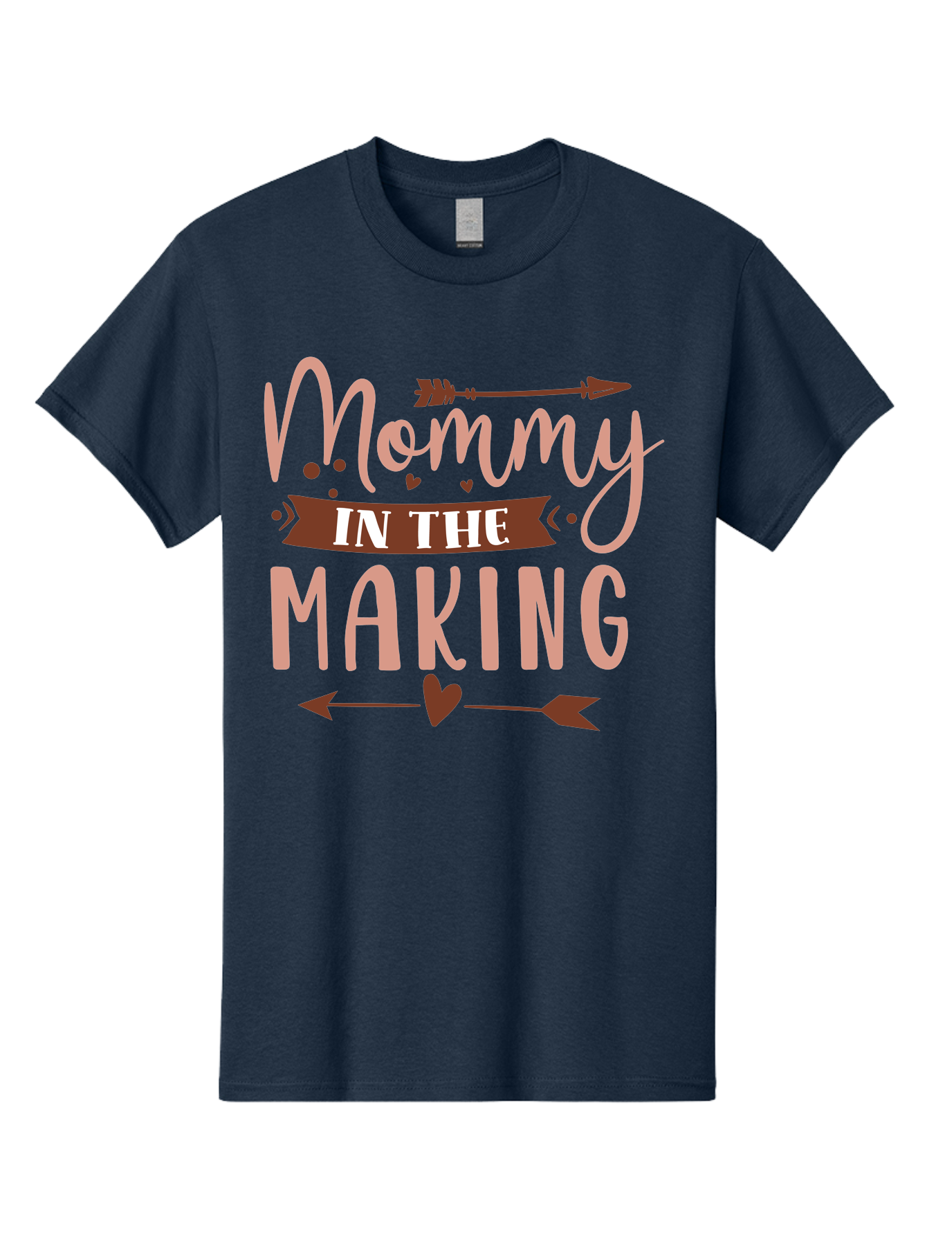 Mommy-In-The-Making Men'S Graphic Tee, 100% Cotton, Comfortable Casual Summer Wear, Machine Washable, Mommy In The Making, Pregnancy Announcement, Baby On The Way, Motherhood, Arrow Design, Pink Lettering, Heartwarming Message, Aad444 11