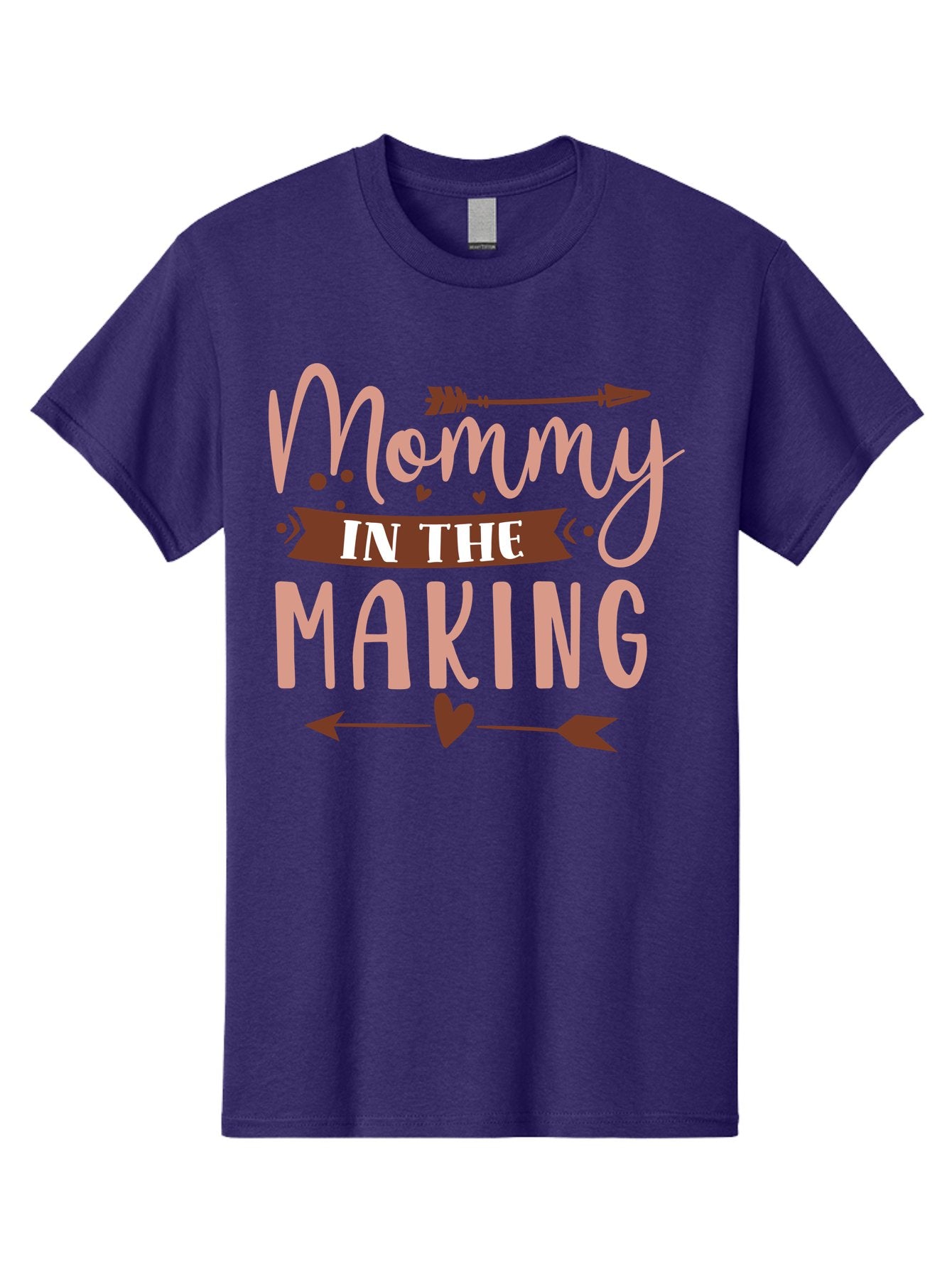Mommy-In-The-Making Men'S Graphic Tee, 100% Cotton, Comfortable Casual Summer Wear, Machine Washable, Mommy In The Making, Pregnancy Announcement, Baby On The Way, Motherhood, Arrow Design, Pink Lettering, Heartwarming Message, Aad444 13