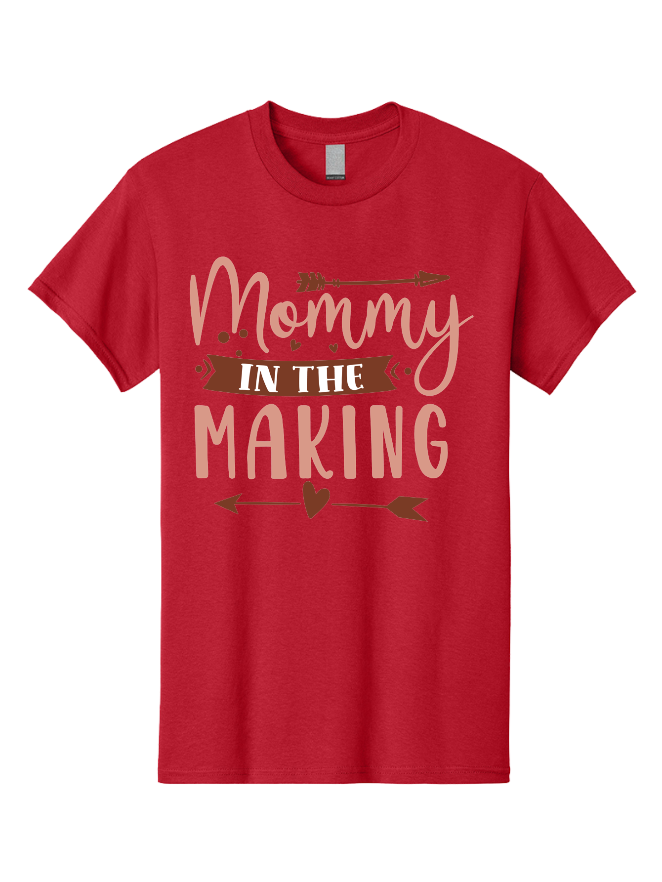 Mommy-In-The-Making Men'S Graphic Tee, 100% Cotton, Comfortable Casual Summer Wear, Machine Washable, Mommy In The Making, Pregnancy Announcement, Baby On The Way, Motherhood, Arrow Design, Pink Lettering, Heartwarming Message, Aad444 7