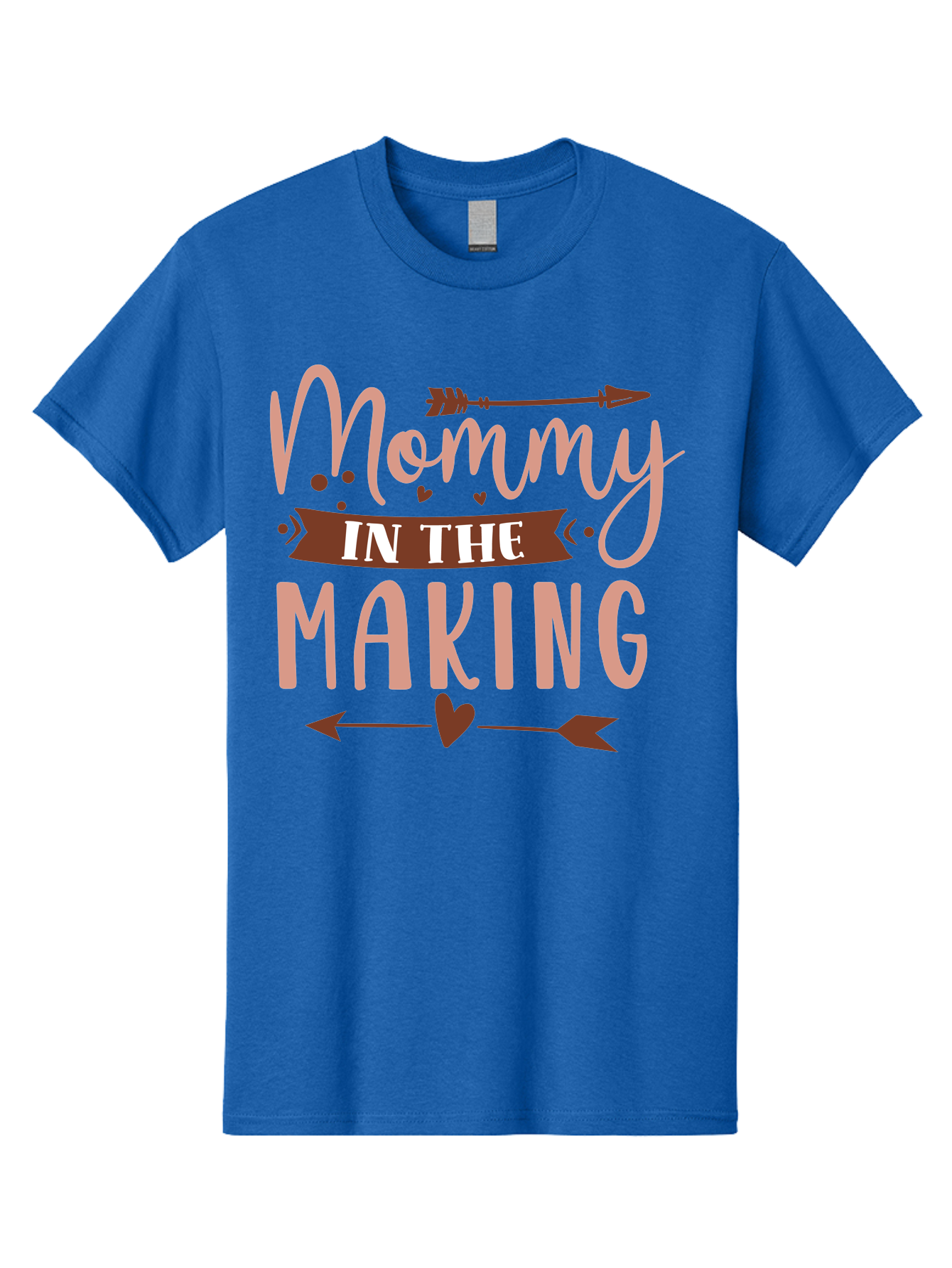 Mommy-In-The-Making Men'S Graphic Tee, 100% Cotton, Comfortable Casual Summer Wear, Machine Washable, Mommy In The Making, Pregnancy Announcement, Baby On The Way, Motherhood, Arrow Design, Pink Lettering, Heartwarming Message, Aad444 17