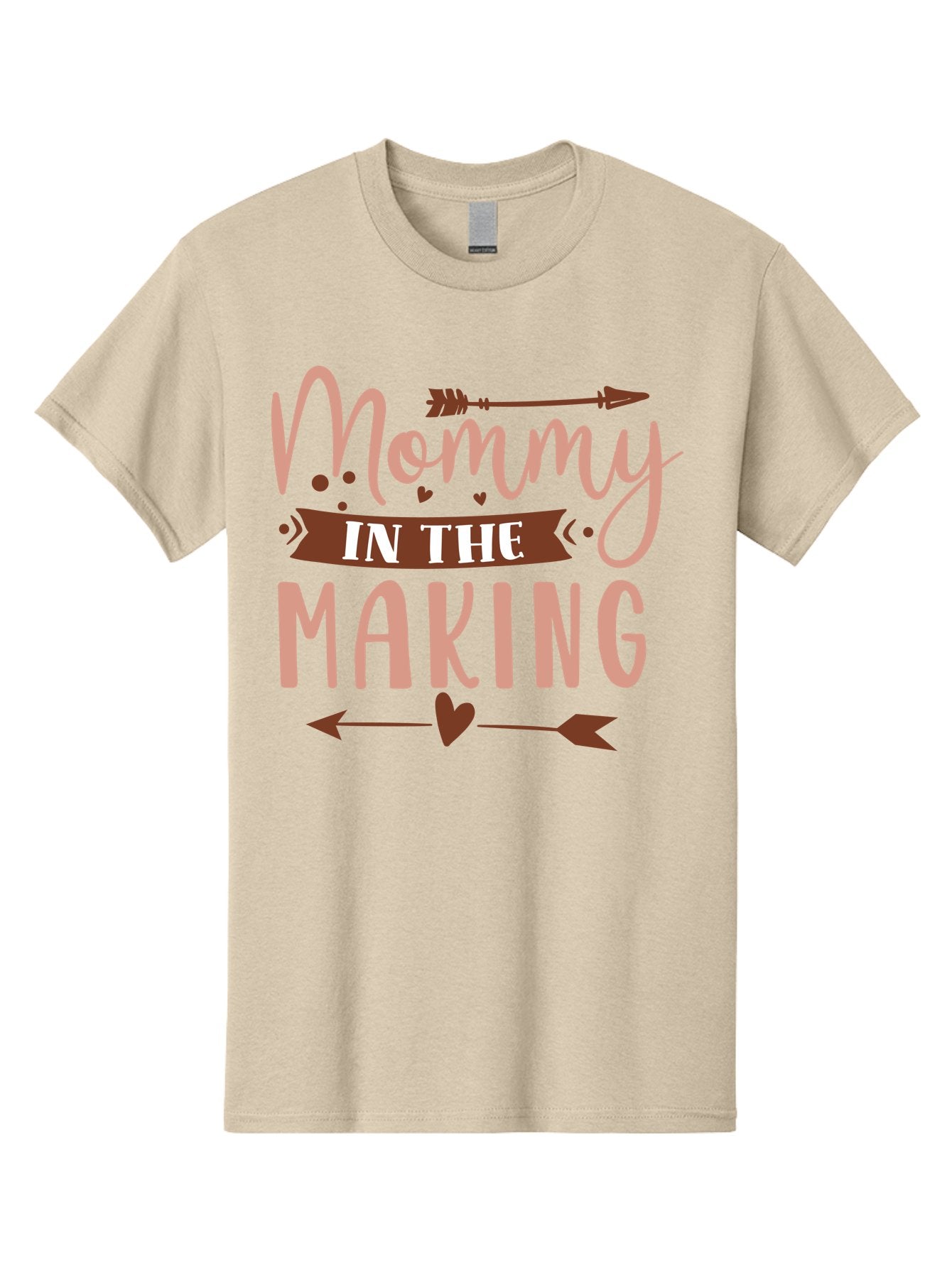 Mommy-In-The-Making Men'S Graphic Tee, 100% Cotton, Comfortable Casual Summer Wear, Machine Washable, Mommy In The Making, Pregnancy Announcement, Baby On The Way, Motherhood, Arrow Design, Pink Lettering, Heartwarming Message, Aad444