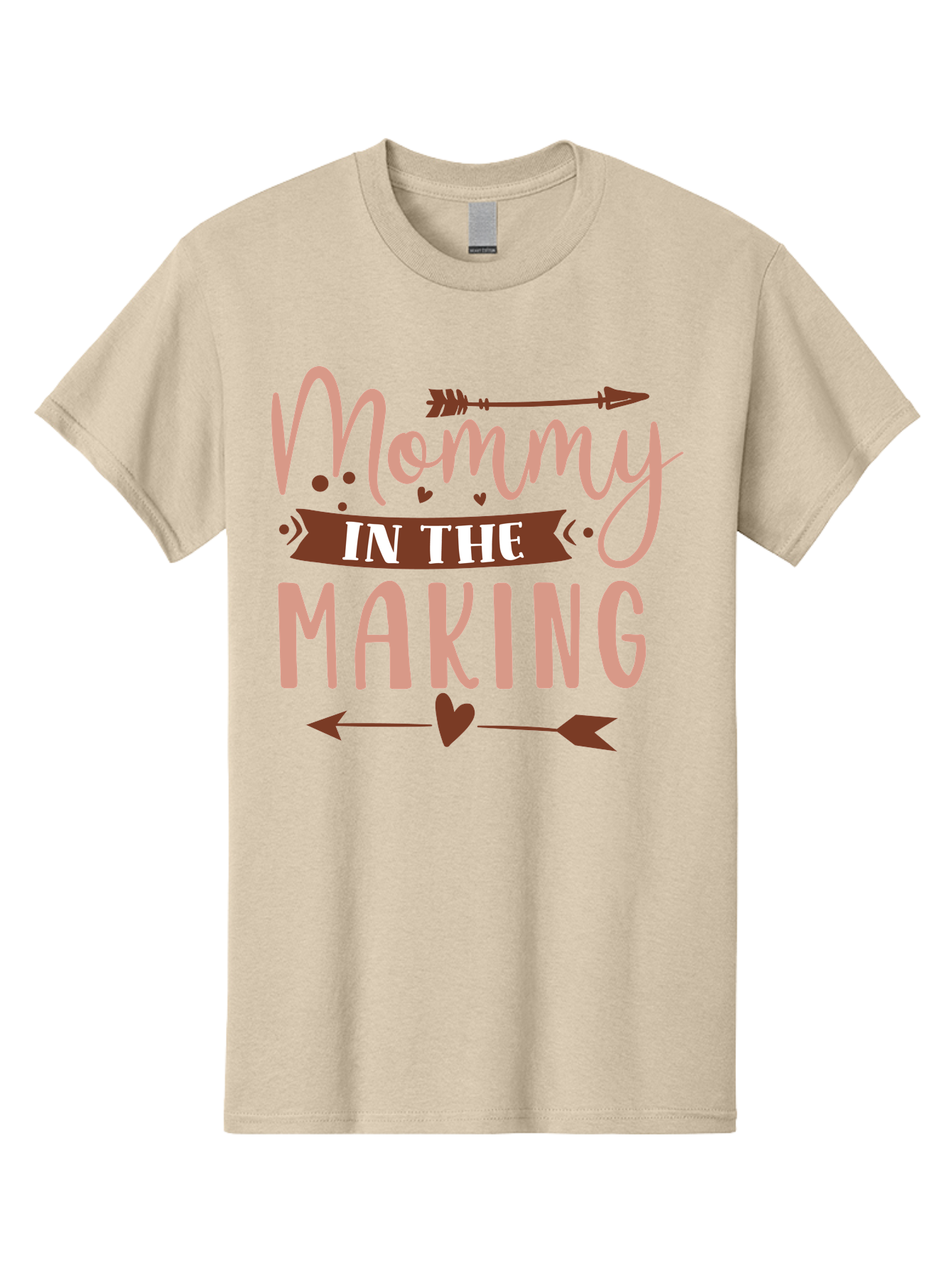 Mommy-In-The-Making Men'S Graphic Tee, 100% Cotton, Comfortable Casual Summer Wear, Machine Washable, Mommy In The Making, Pregnancy Announcement, Baby On The Way, Motherhood, Arrow Design, Pink Lettering, Heartwarming Message, Aad444 21