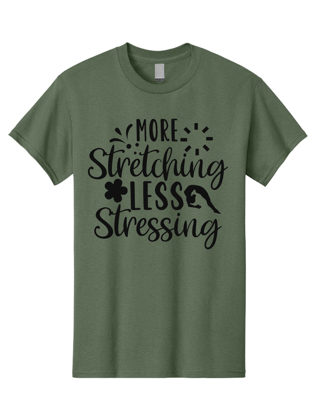 More-Stretching-Less-Stressing Men'S Graphic Tee, 100% Cotton, Comfortable Casual Summer Wear, Machine Washable, Motivational Quote, Yoga Inspiration, Mindfulness Mantra, Stress Relief, Wellness Affirmation, Fitness Motivation, Aad445 6