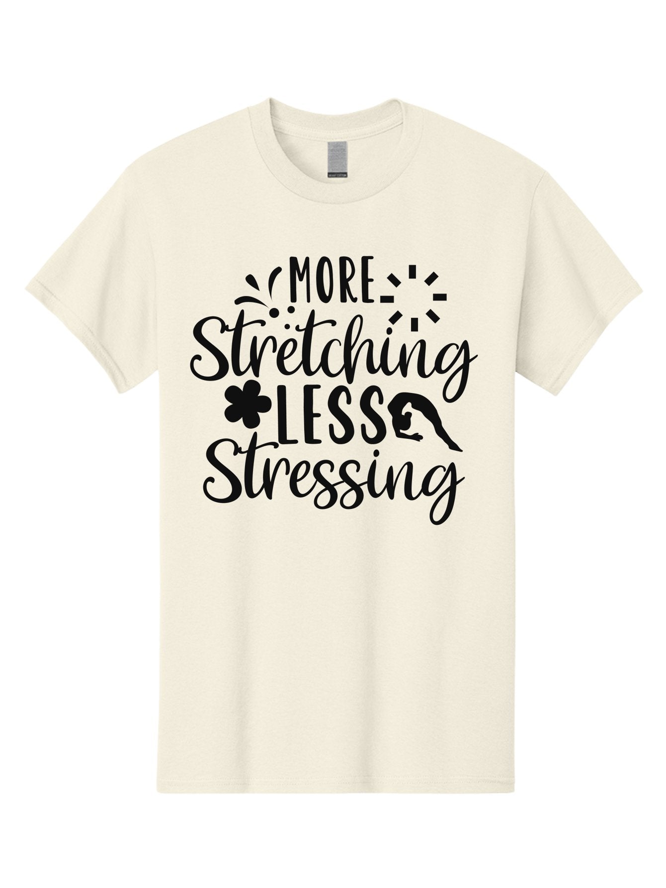 More-Stretching-Less-Stressing Men'S Graphic Tee, 100% Cotton, Comfortable Casual Summer Wear, Machine Washable, Motivational Quote, Yoga Inspiration, Mindfulness Mantra, Stress Relief, Wellness Affirmation, Fitness Motivation, Aad445 15