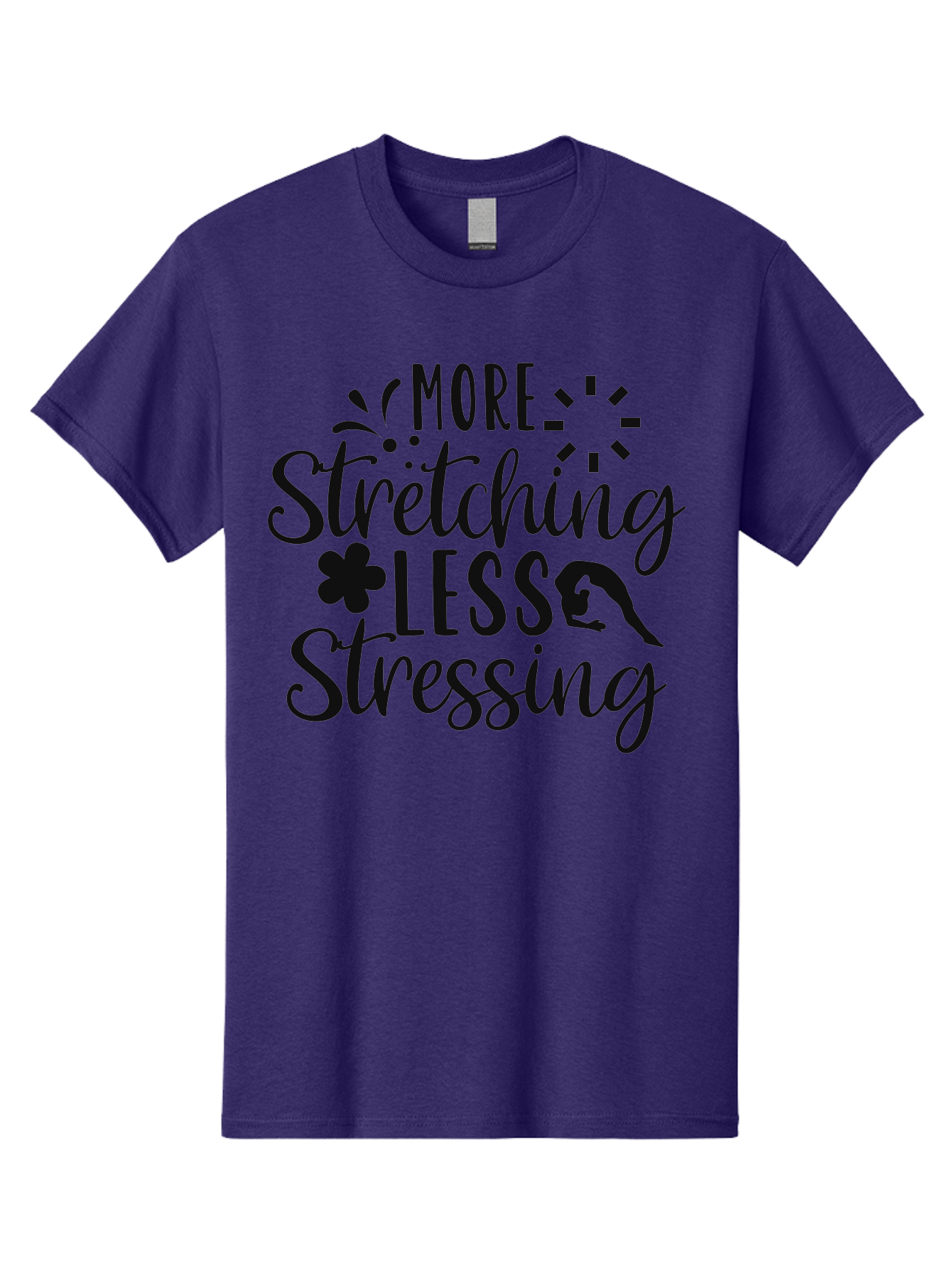 More-Stretching-Less-Stressing Men'S Graphic Tee, 100% Cotton, Comfortable Casual Summer Wear, Machine Washable, Motivational Quote, Yoga Inspiration, Mindfulness Mantra, Stress Relief, Wellness Affirmation, Fitness Motivation, Aad445 9